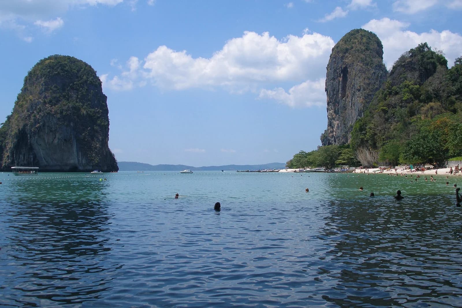 Railay Beach, Krabi, Thailand - Phra Nang beach and karst headlands seen from the turquoise water