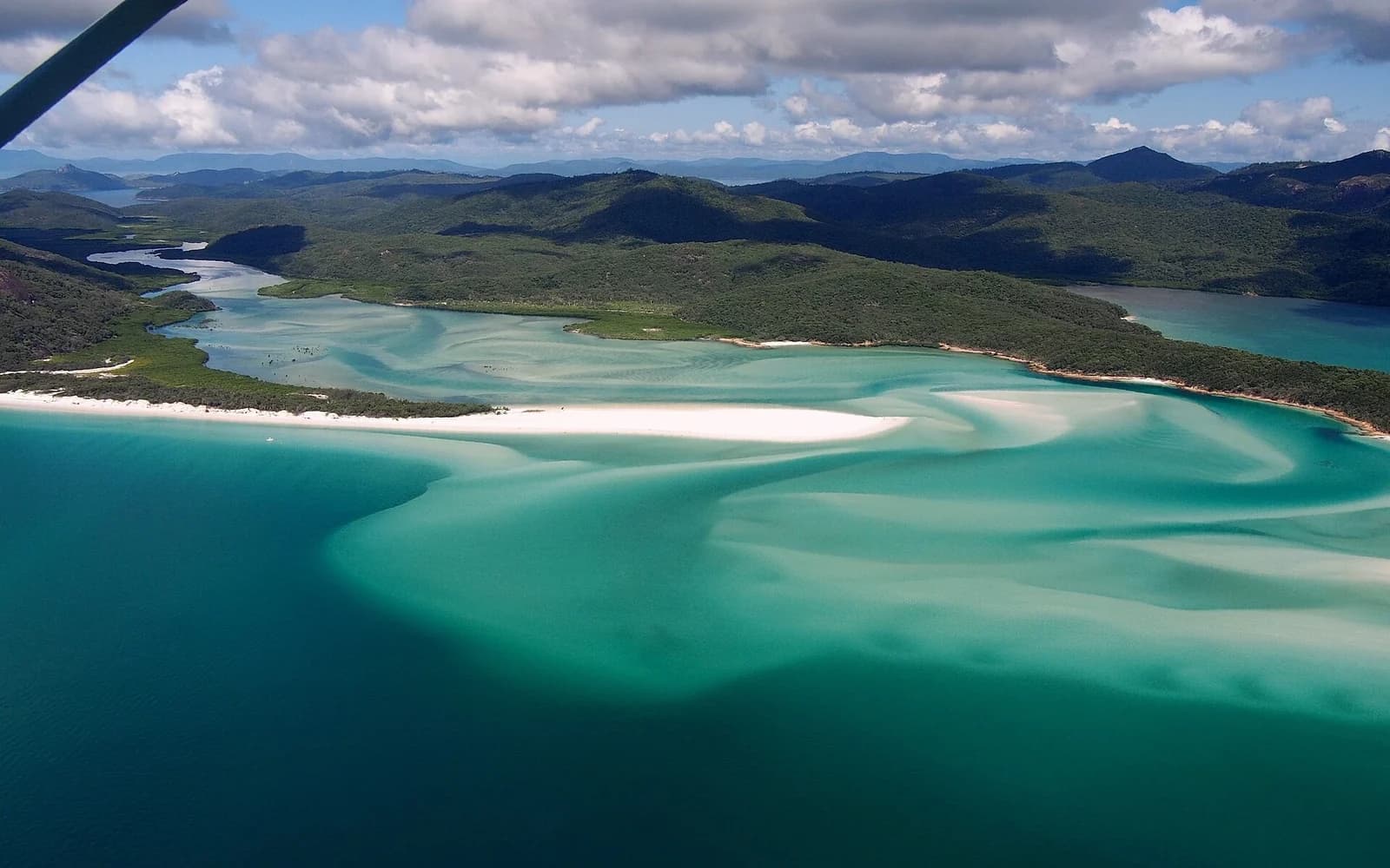 Whitehaven Beach, Whitsunday Islands, Australia - aerial view of the Hill Inlet sandbar and turquoise channels
