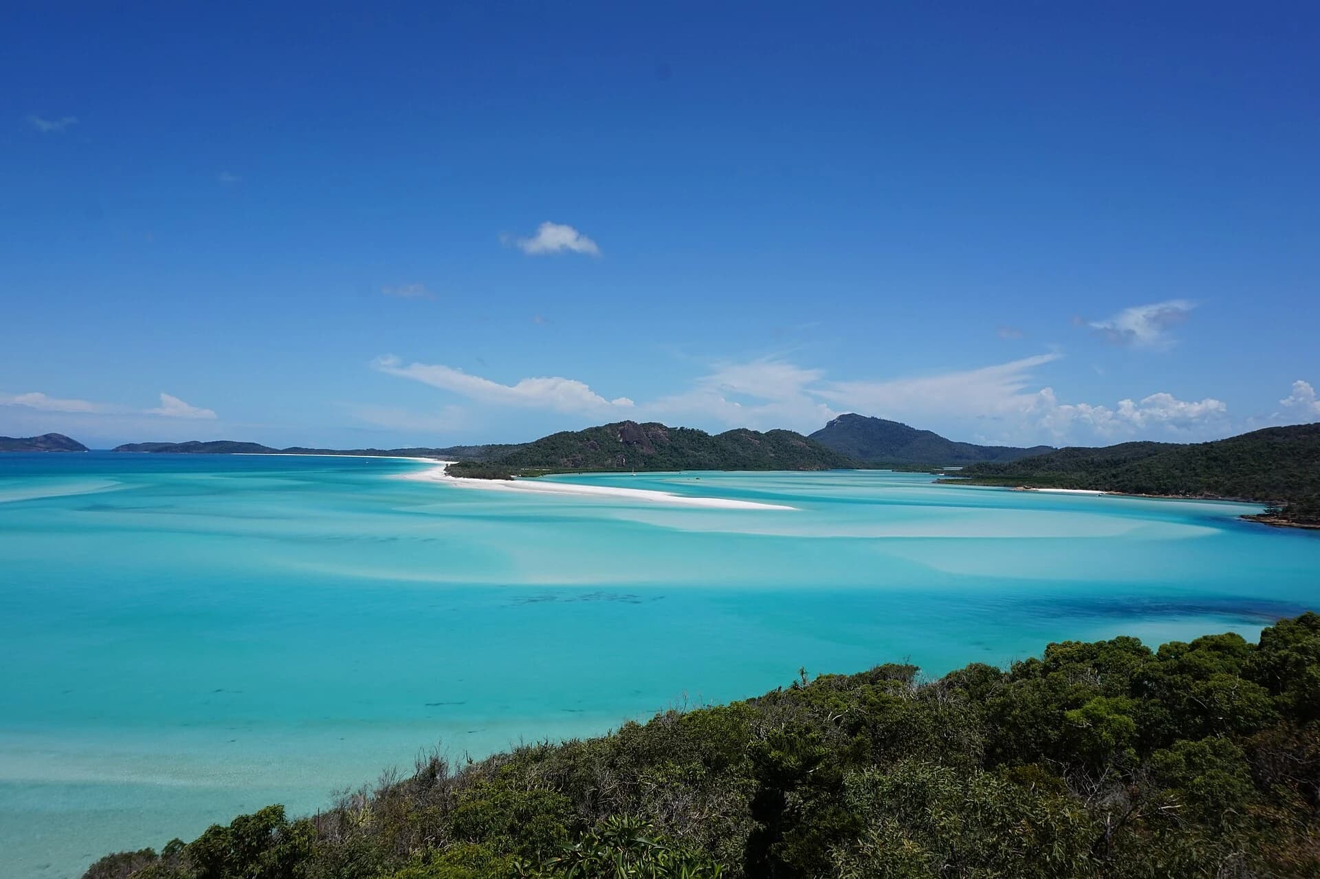Whitehaven Beach, Whitsunday Islands, Australia - turquoise shallows over white silica sand at the northern end