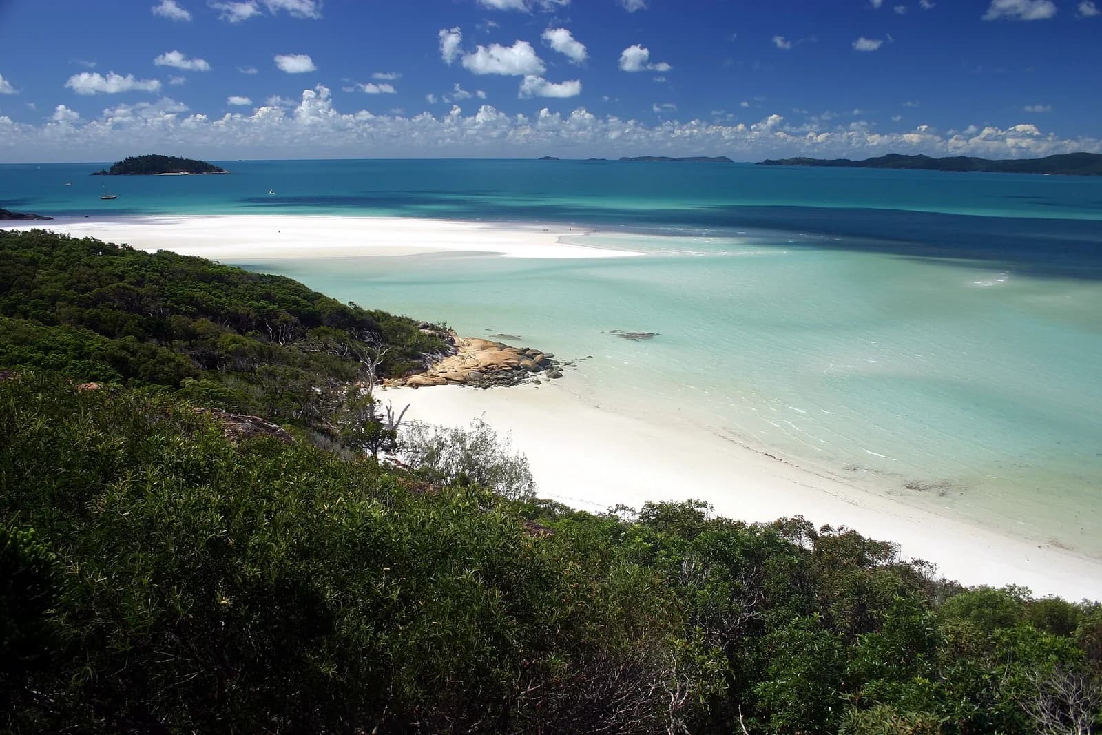 Whitehaven Beach, Whitsunday Islands, Australia - beach-level view of white sand meeting clear water