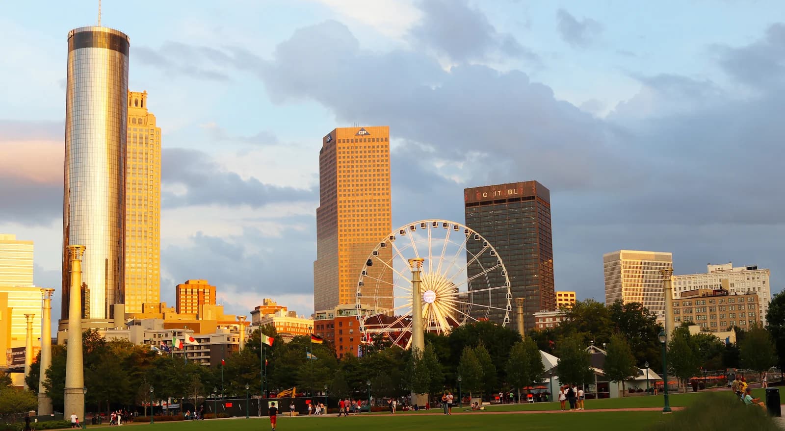 Centennial Olympic Park in Atlanta, the green square the family attractions are built around