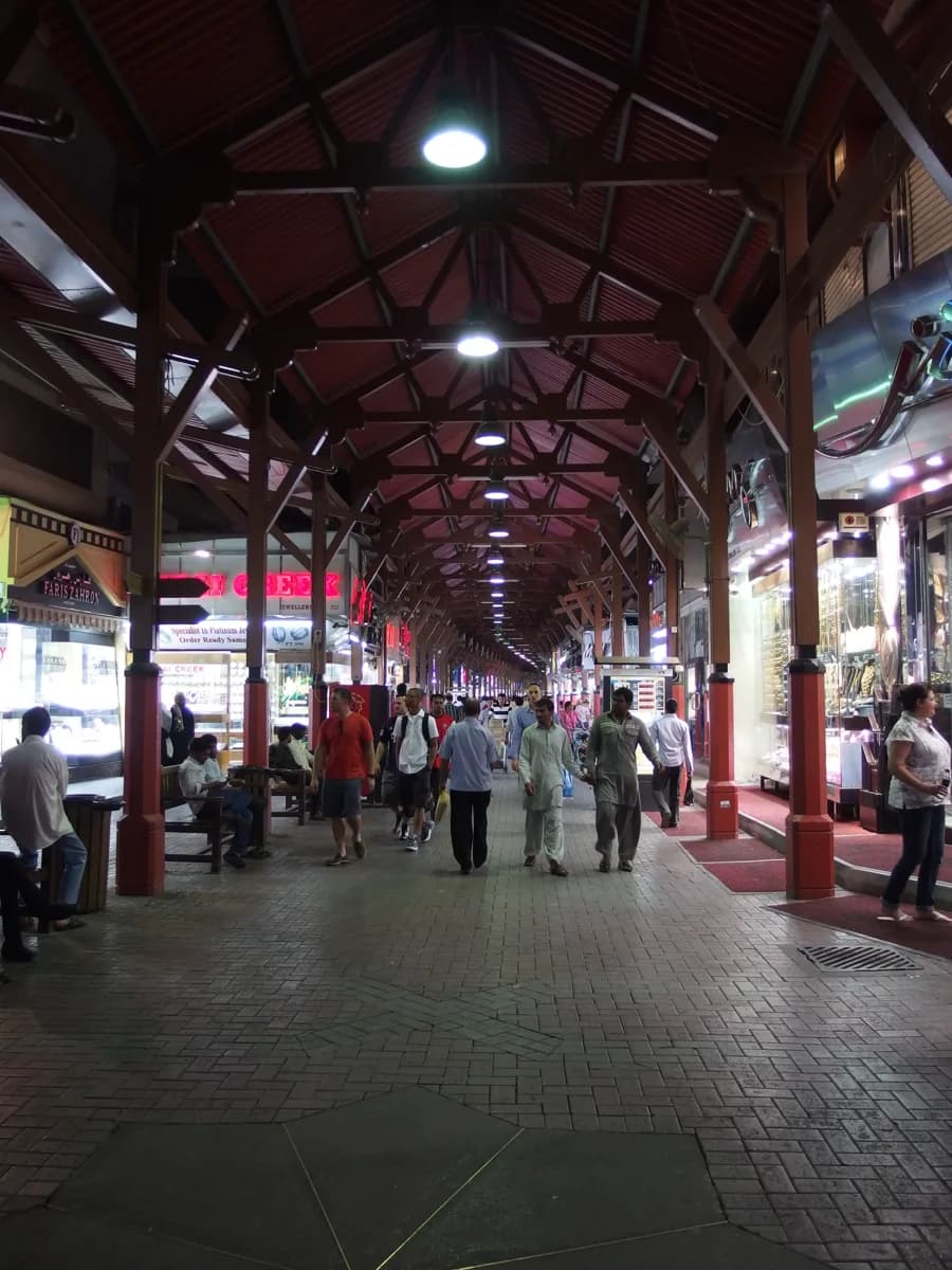 The covered arcade of the Gold Souk in Deira, the walkable old half of Dubai