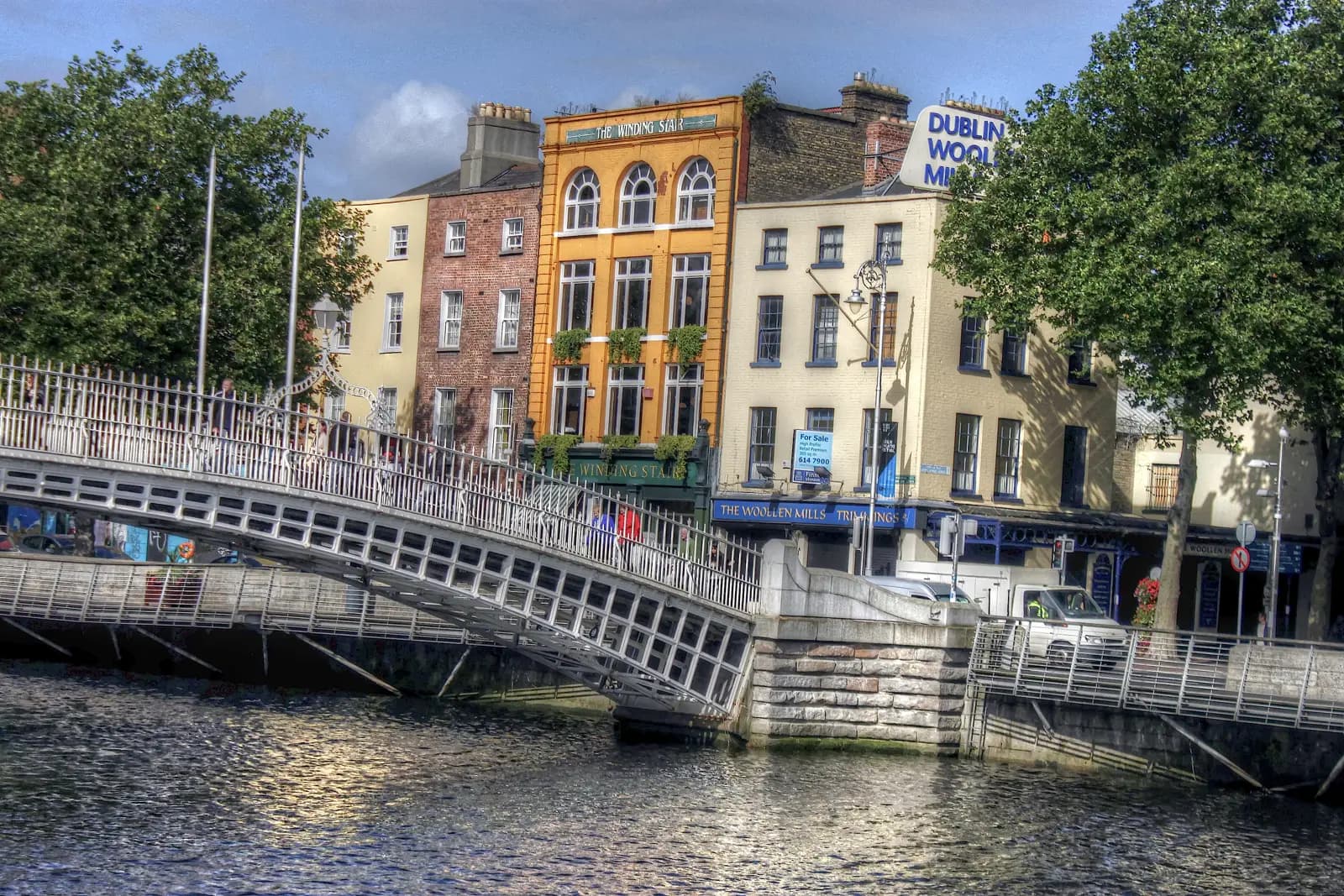 The painted quay houses on Ormond Quay along the River Liffey
