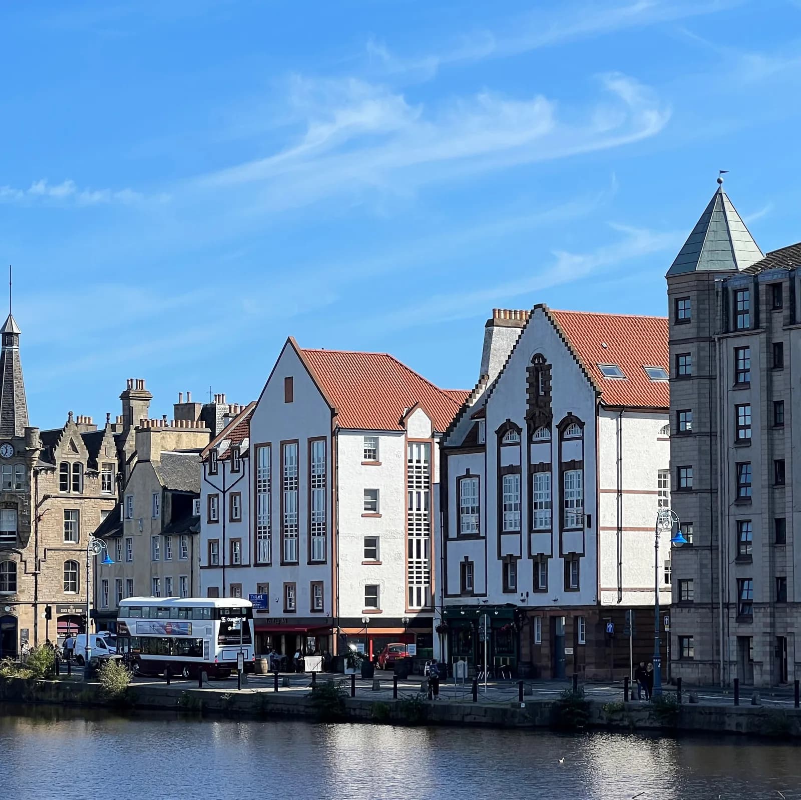 Gabled warehouses on the Shore at Leith in Edinburgh