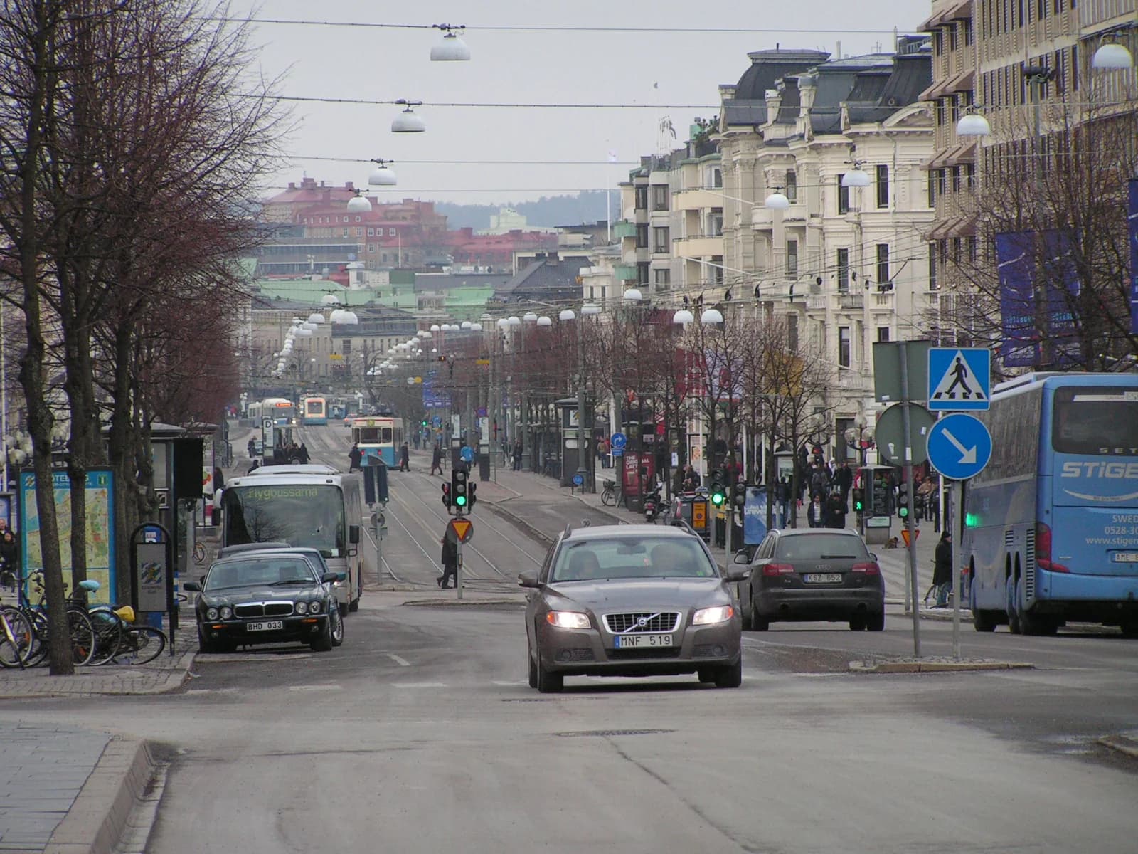 Avenyn in Gothenburg on a hazy winter day, the boulevard the city's nightlife runs along