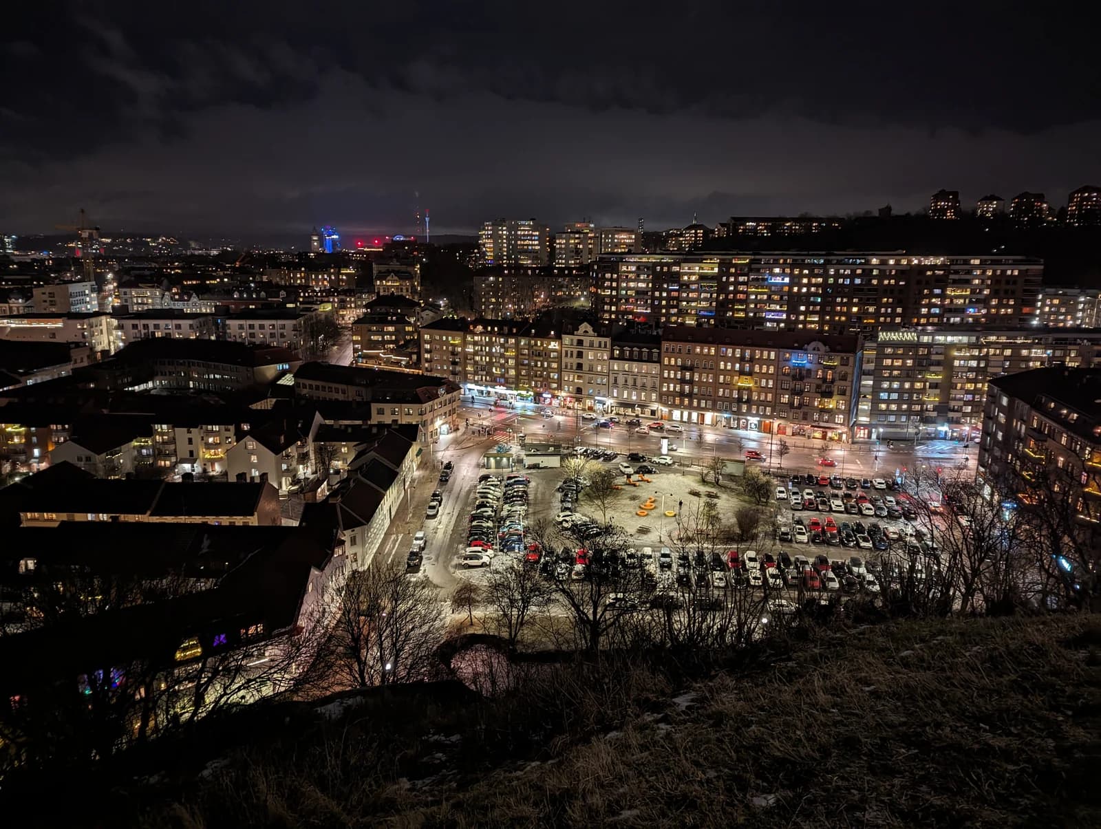 The streets around Drottningtorget and the central station in Gothenburg after dark