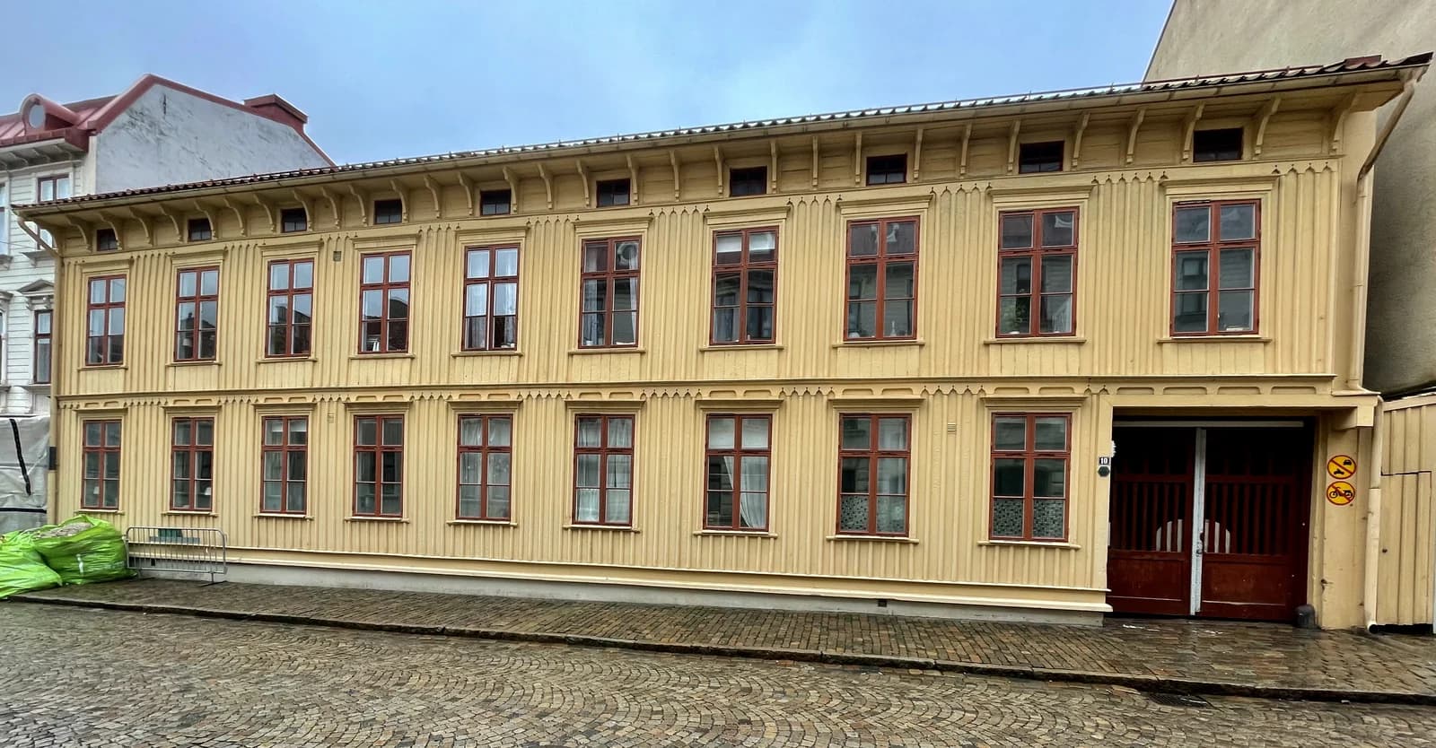 Wooden landshovdingehus buildings on Vastra Skansgatan in Gothenburg's Haga district