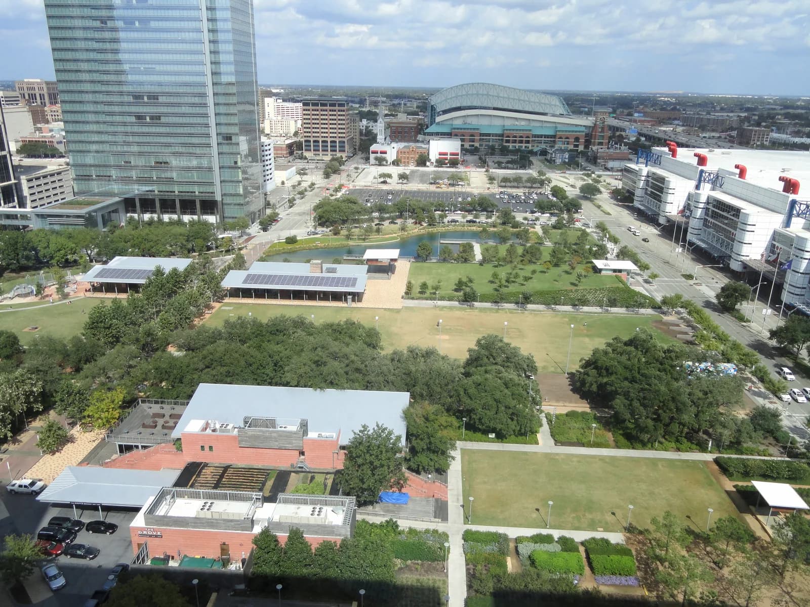 Discovery Green, the downtown Houston park beside the convention centre