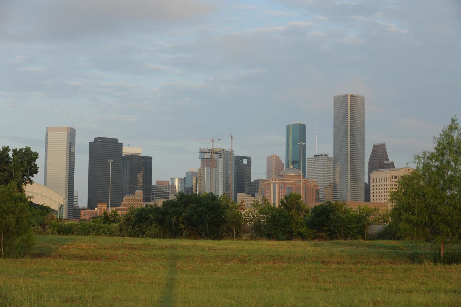The downtown Houston skyline seen from the south