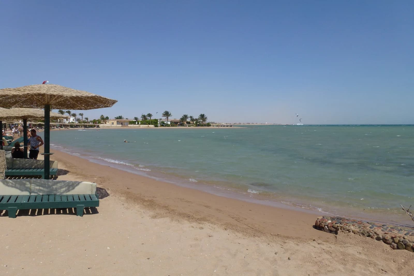 The built-up shoreline of Hurghada town, where the older resorts sit close together