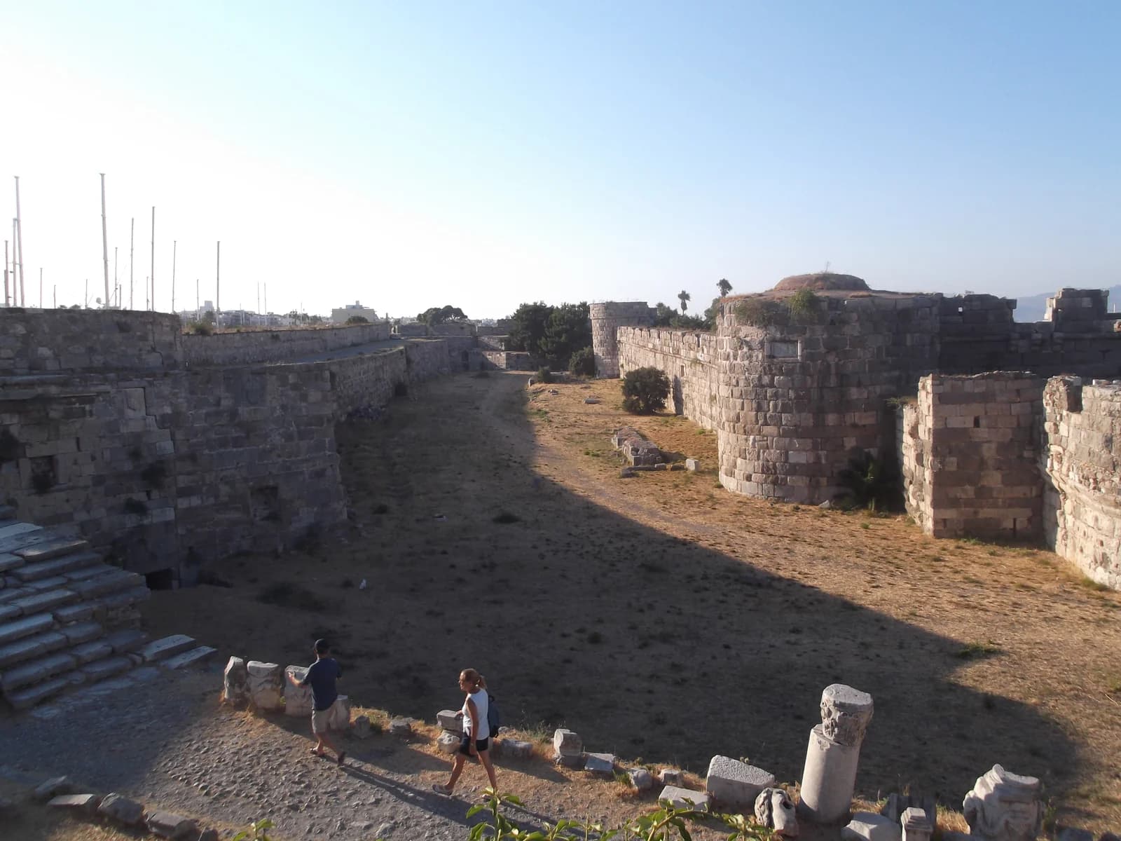The moat and walls of the Neratzia castle in Kos Town, a short walk from the hotels on the east side of town