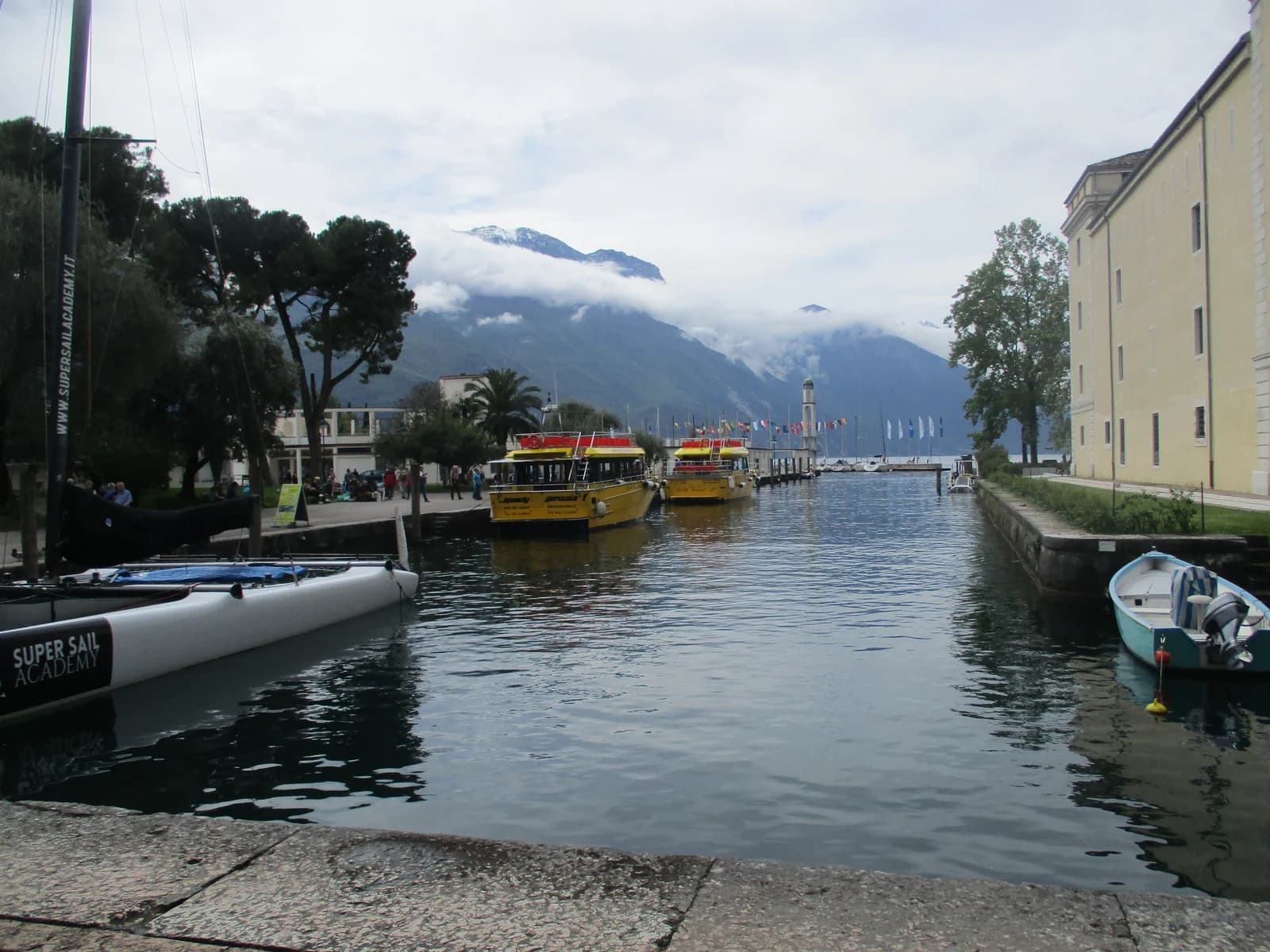 The small harbour in the centre of Riva del Garda, at the mountain end of the lake