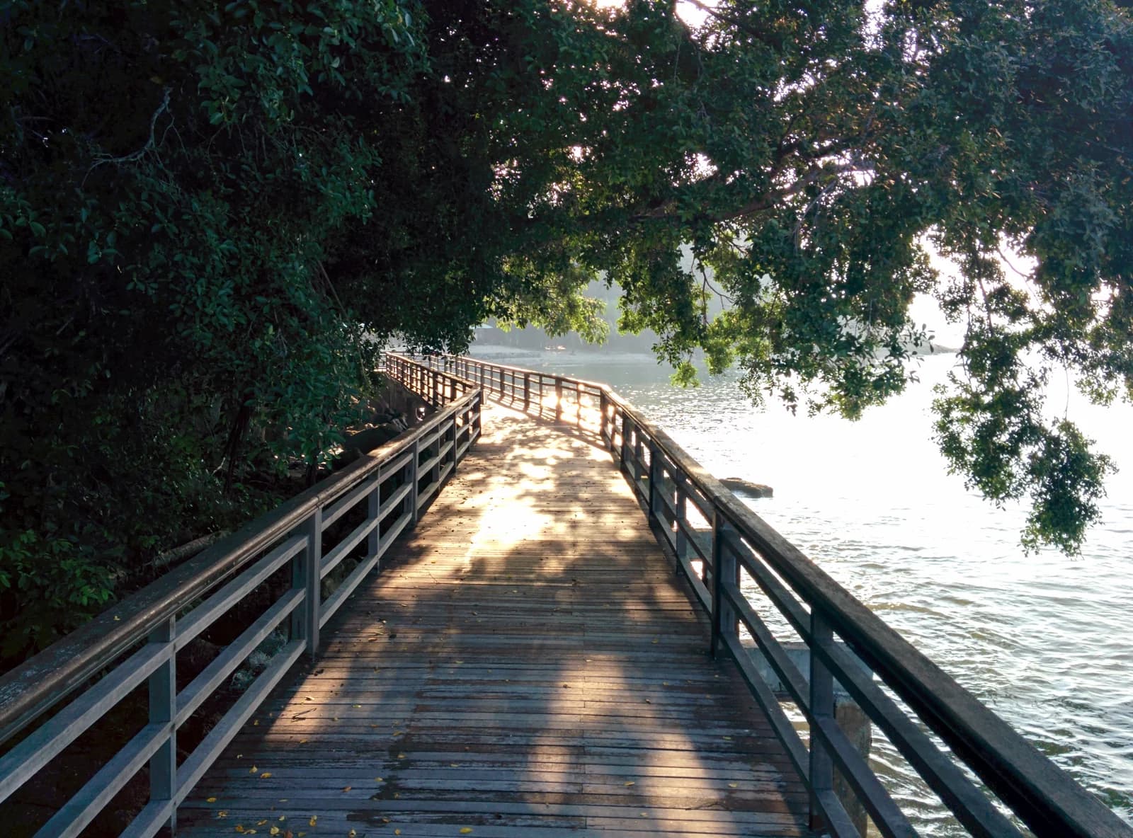 A shaded boardwalk over the sea off Jalan Pantai Kok, near Teluk Nibung on the west coast of Langkawi