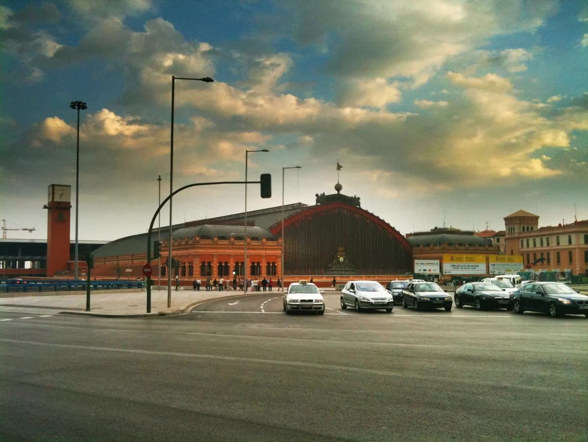 Atocha station in Madrid, at the southern end of the Paseo del Prado