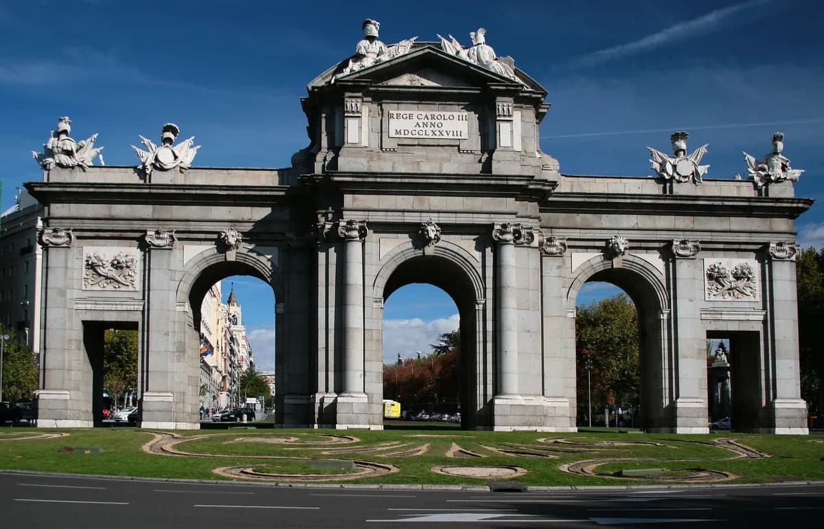 The Puerta de Alcala on Plaza de la Independencia, east of Madrid's Retiro park