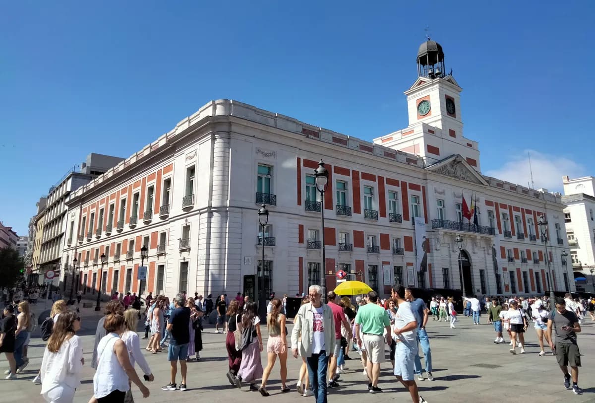 The Casa de Correos on Puerta del Sol, the point central Madrid radiates from