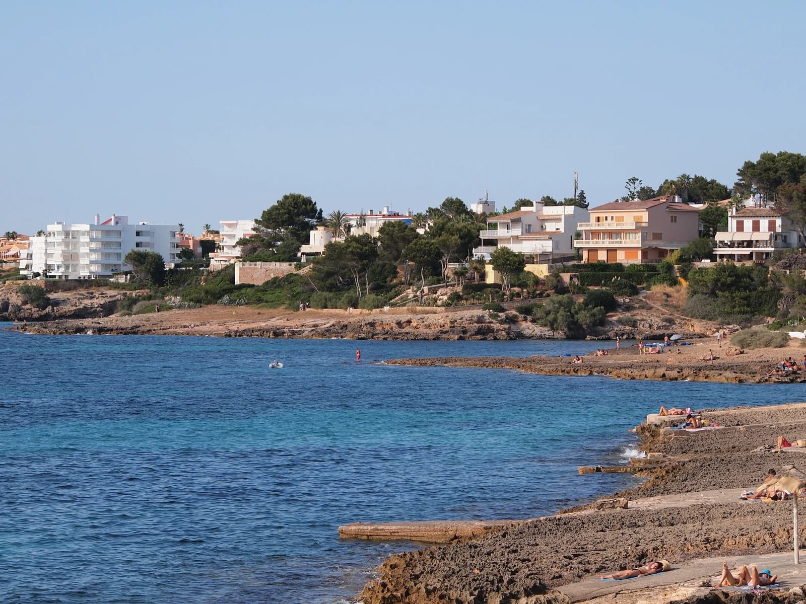 The rocky shore at Cala Blava on the Bay of Palma, the nearest cove to the Cap Enderrocat headland