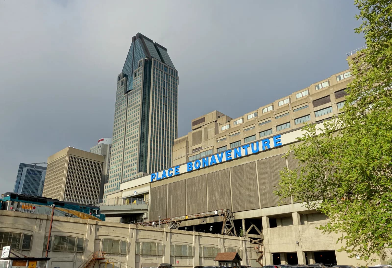 Place Bonaventure beneath the downtown towers, home of the rooftop pool