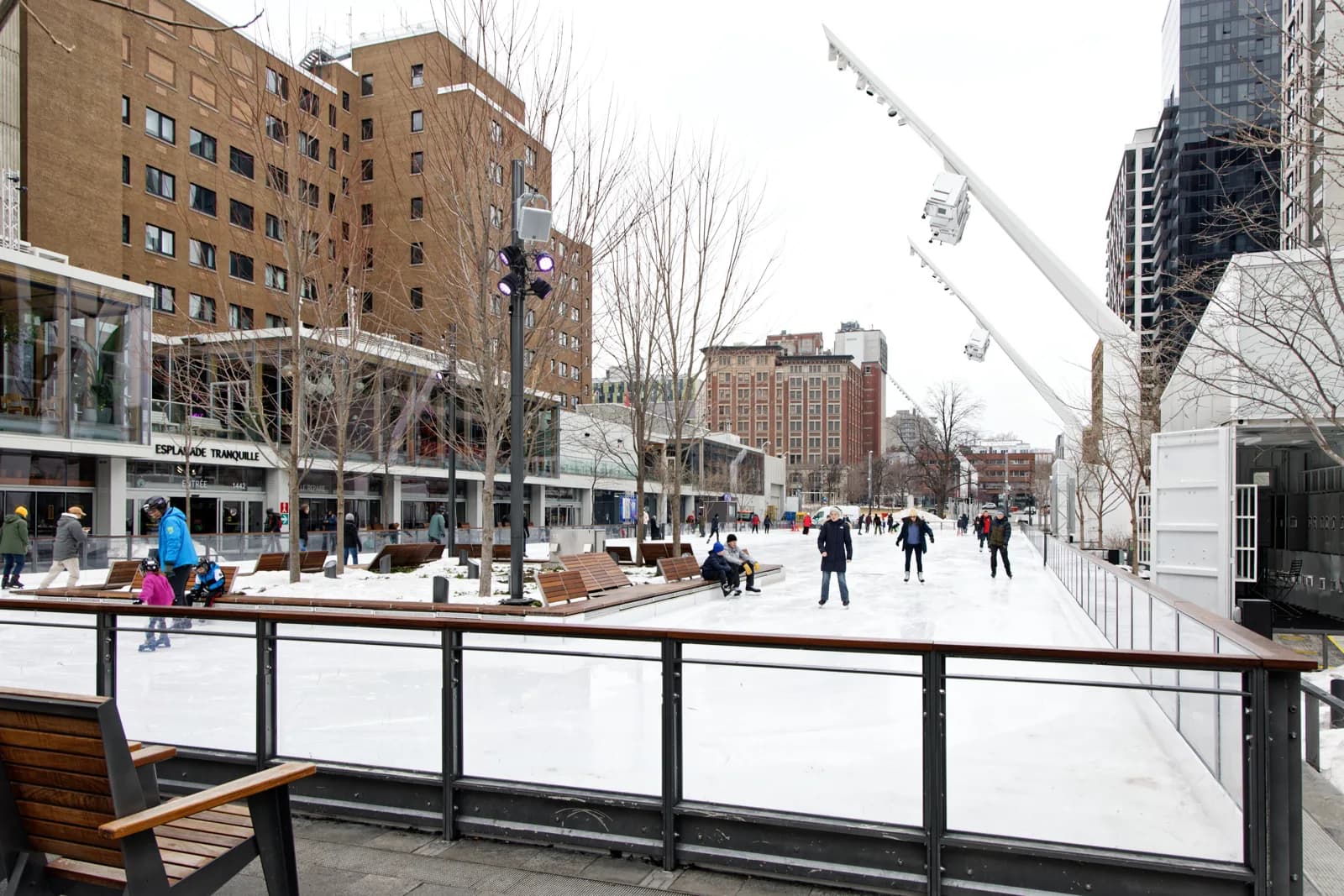 The skating rink on the Esplanade by Place des Arts, west of the Quartier Latin