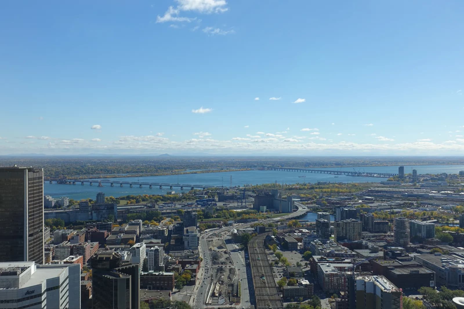 The view over downtown Montreal from the Place Ville Marie observatory
