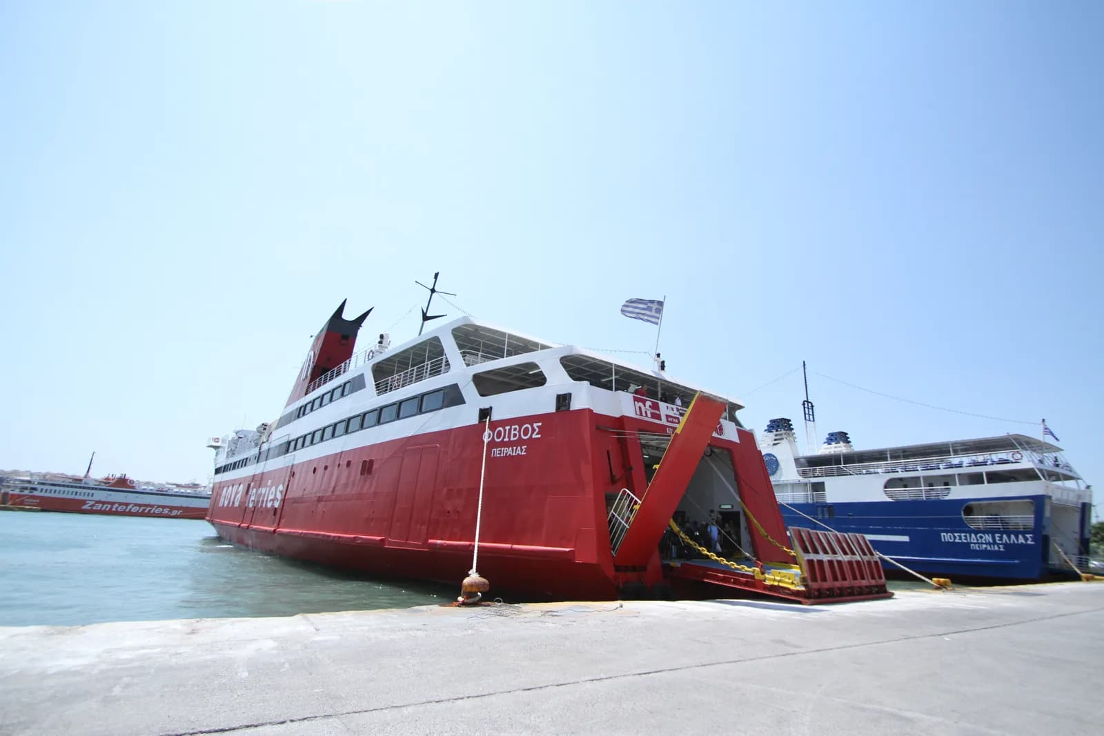 Ferries loading at the Piraeus quay, the gates nearest the metro station and not the cruise terminals