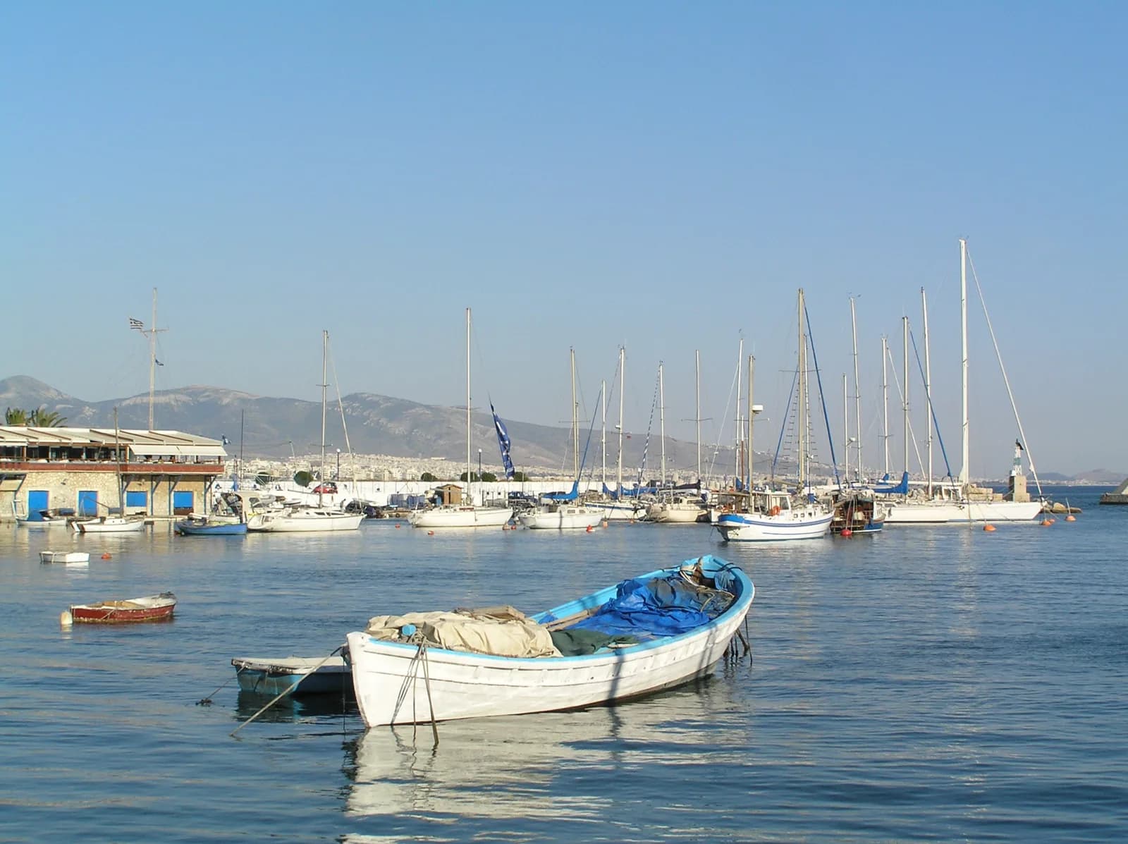 Fishing boats and yachts in Mikrolimano, the small harbour on the far side of Piraeus from the cruise gates