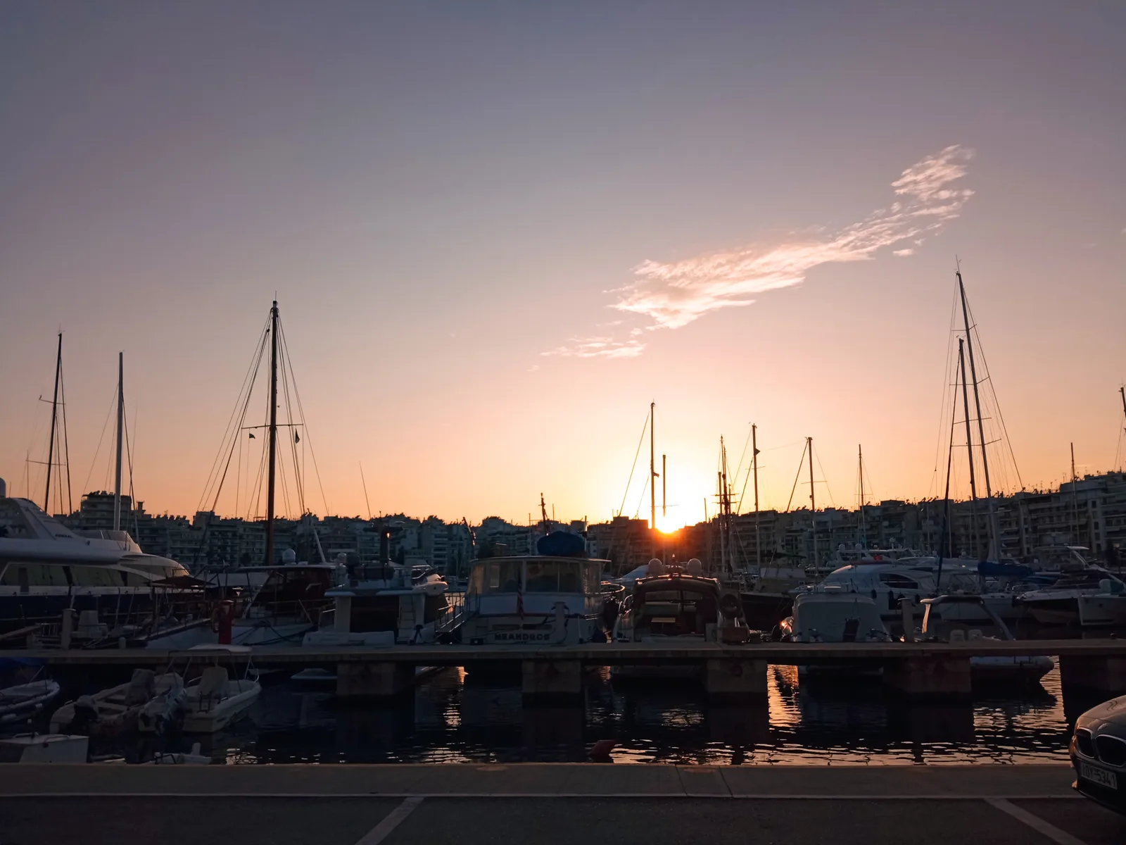 Masts at Zea Marina in Pasalimani, the yacht harbour east of the Piraeus cruise terminals