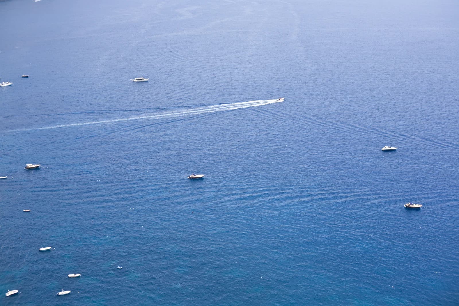 The Amalfi coast running east from Positano, the view the higher terraces look along