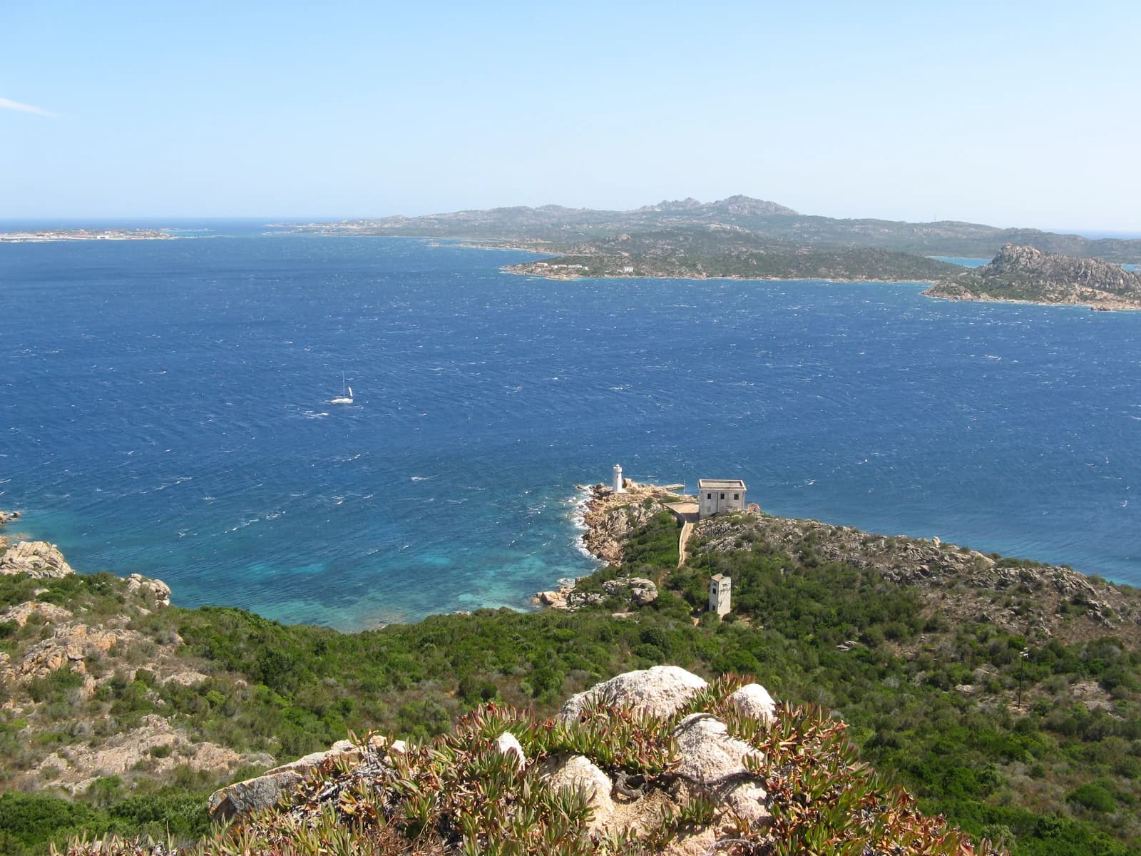 The view from Capo d'Orso near Palau across the water to Caprera and the La Maddalena islands
