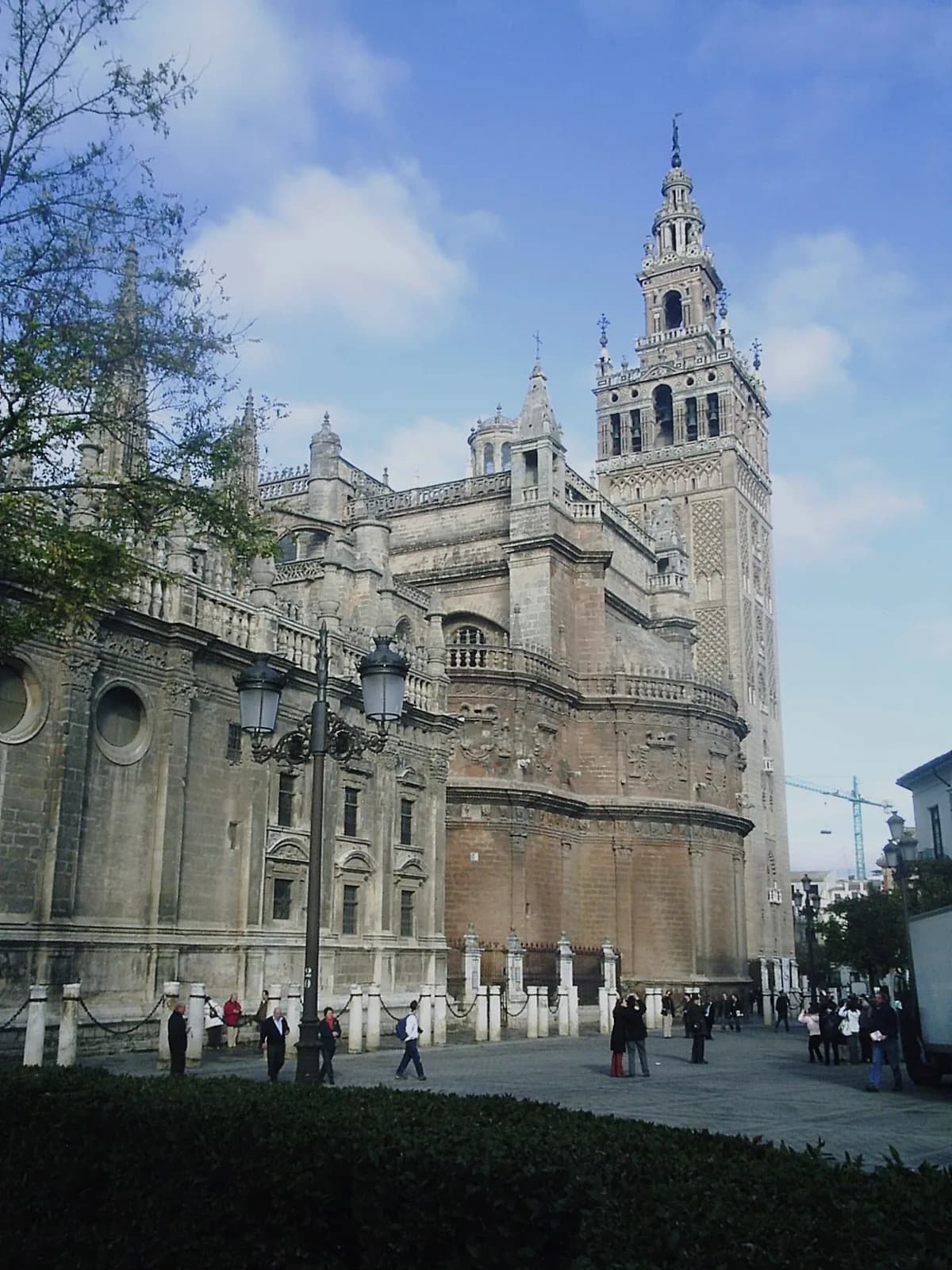 Seville cathedral and the Giralda seen from the square outside