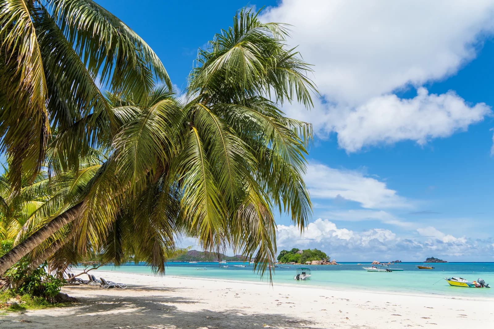 Côte d'Or beach at Anse Volbert on Praslin, the bay that ends at Anse Gouvernement