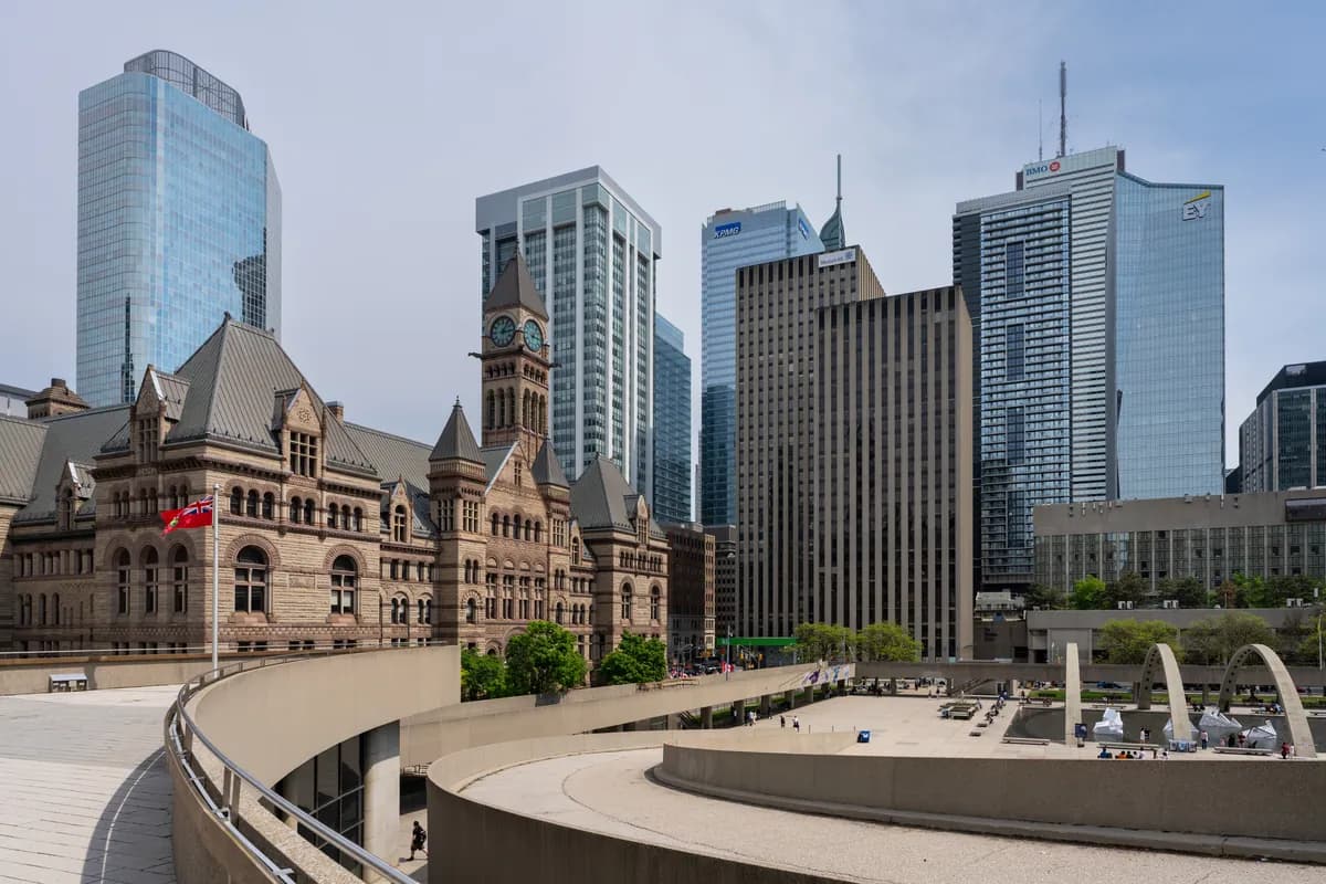Toronto City Hall and Nathan Phillips Square in the Financial District