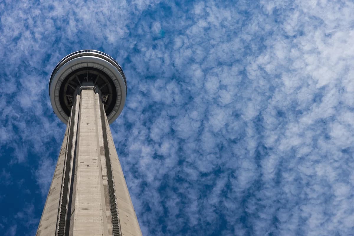 The CN Tower in Toronto's South Core, the landmark the walking times on this page are measured to
