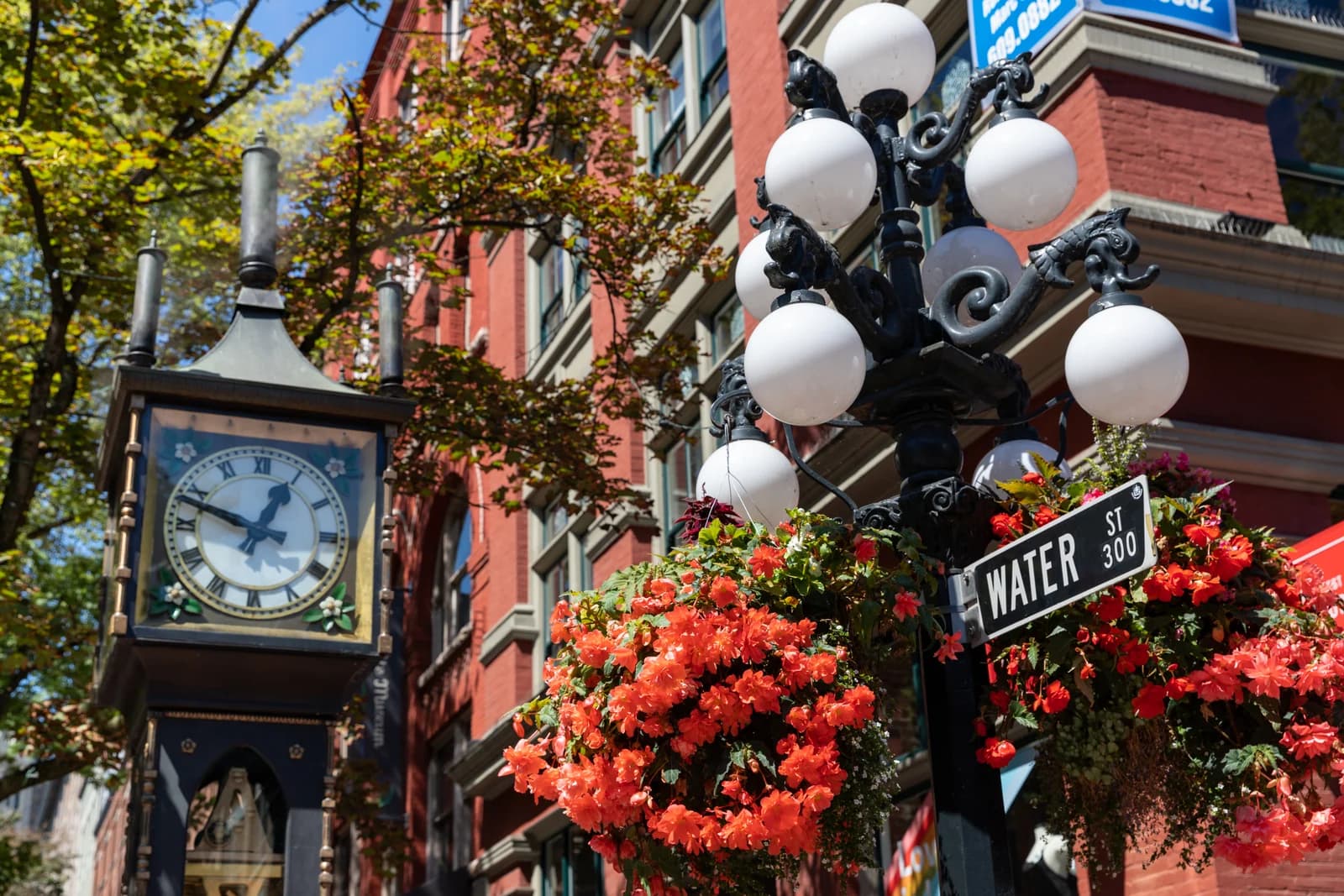 The Gastown steam clock at the corner of Water Street in Vancouver