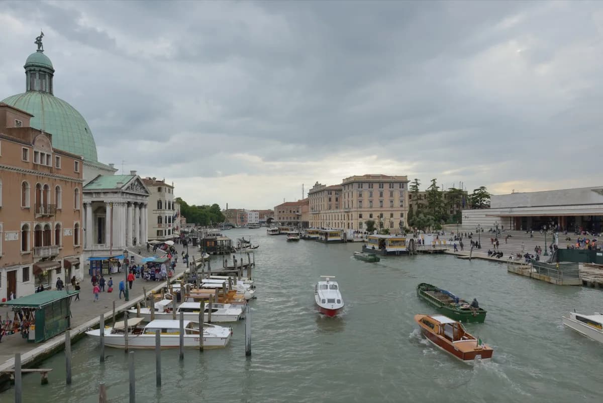 The Grand Canal at Santa Lucia station in Venice, seen from the Scalzi bridge