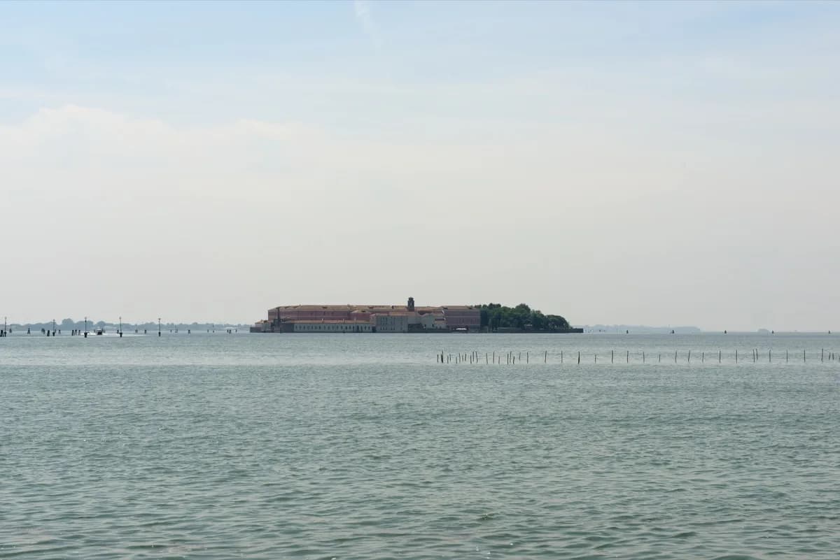 The island of San Clemente alone in the Venetian lagoon, reached only by boat