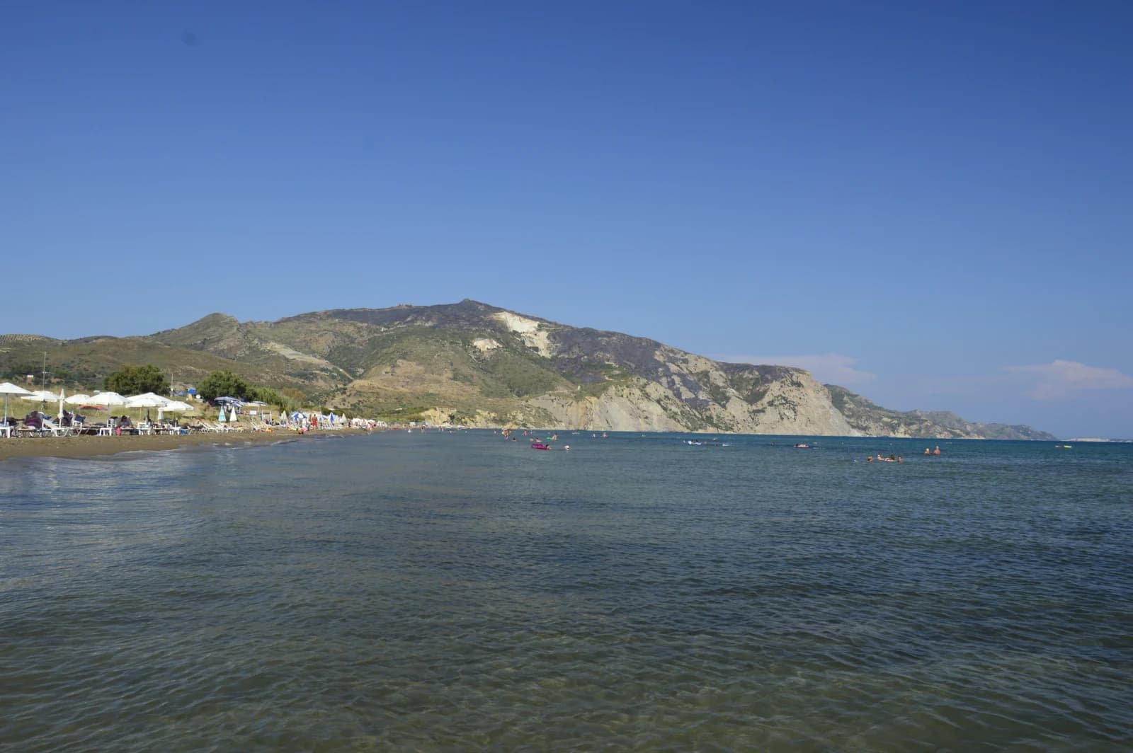 Kalamaki beach on Laganas Bay, one of the Marine Park's loggerhead turtle nesting beaches