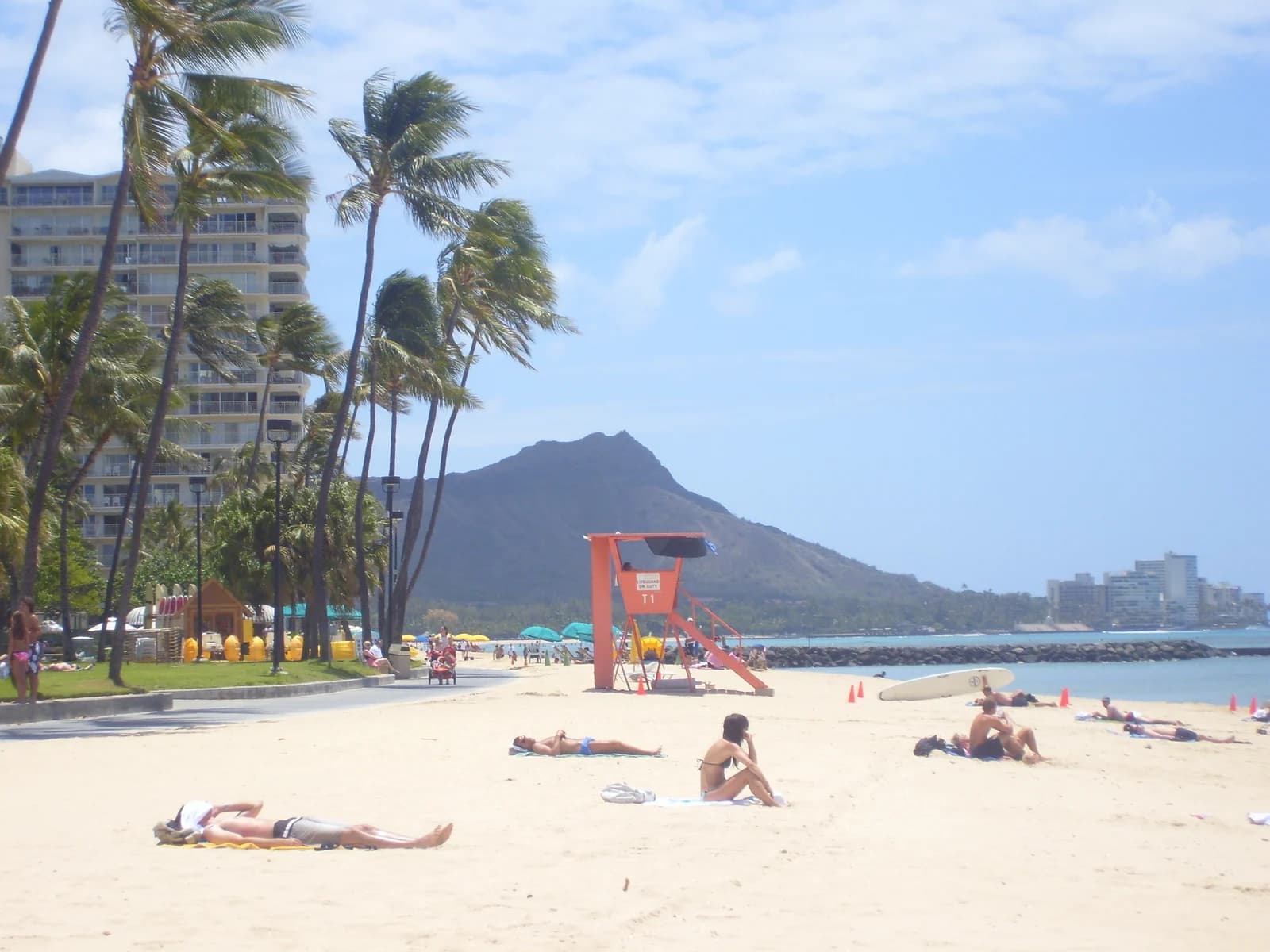 Diamond Head seen along Waikiki beach, the stretch Honolulu's hotels sit behind