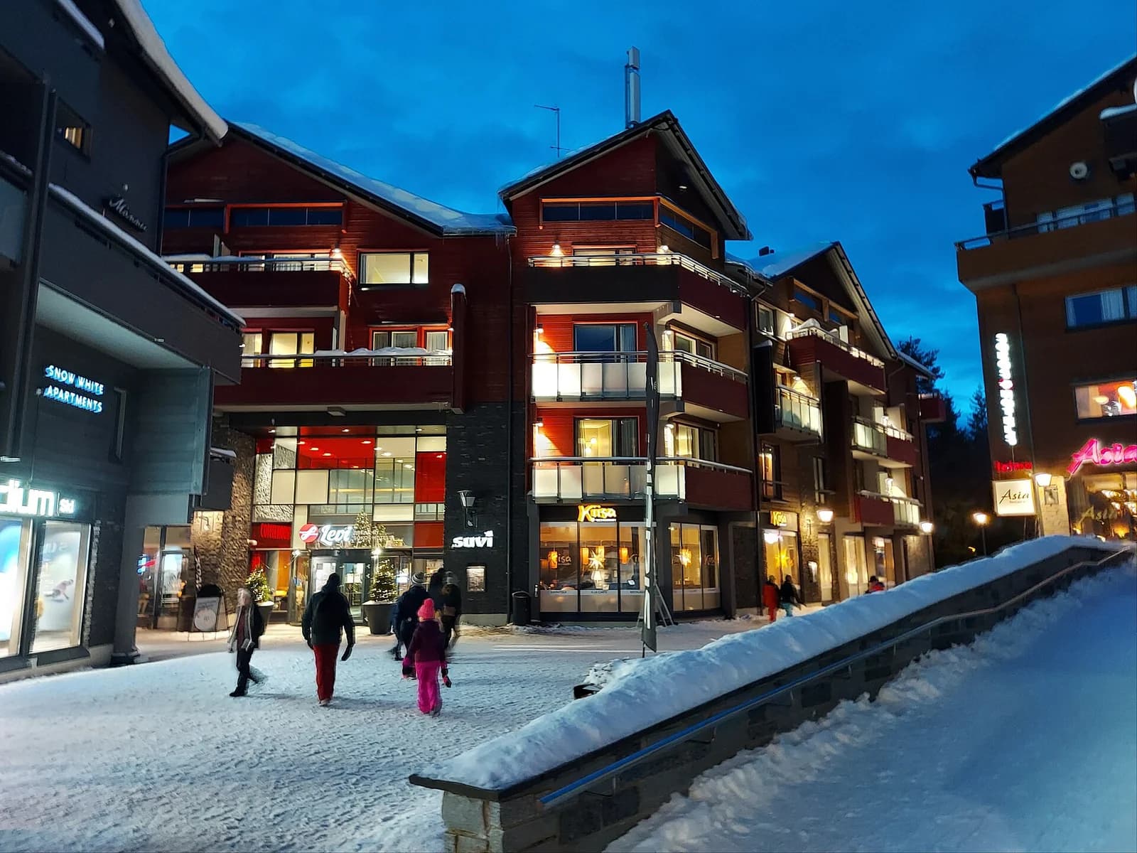 The market square in the centre of the Levi ski resort village in Finnish Lapland