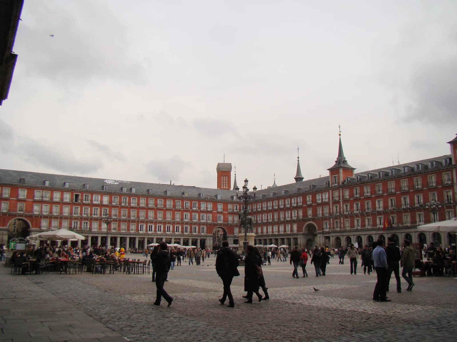Plaza Mayor in central Madrid, a flat walk from every hotel on this page