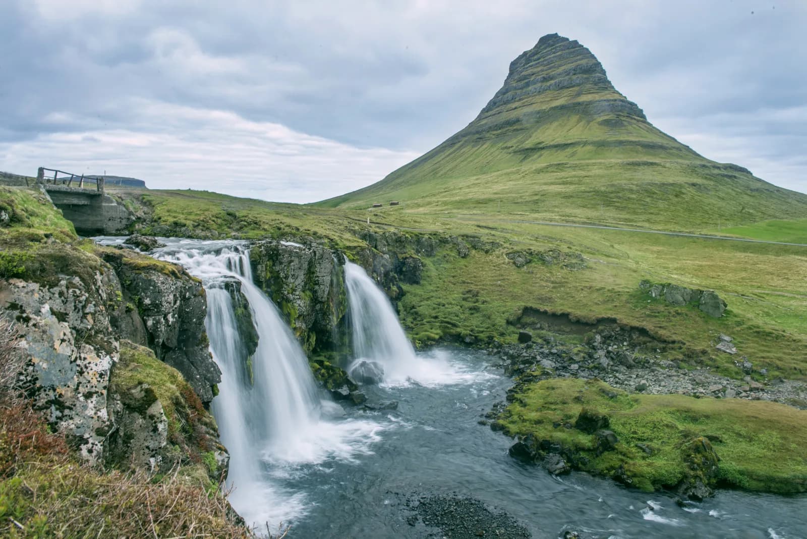 Kirkjufell mountain and Kirkjufellsfoss waterfall in Iceland