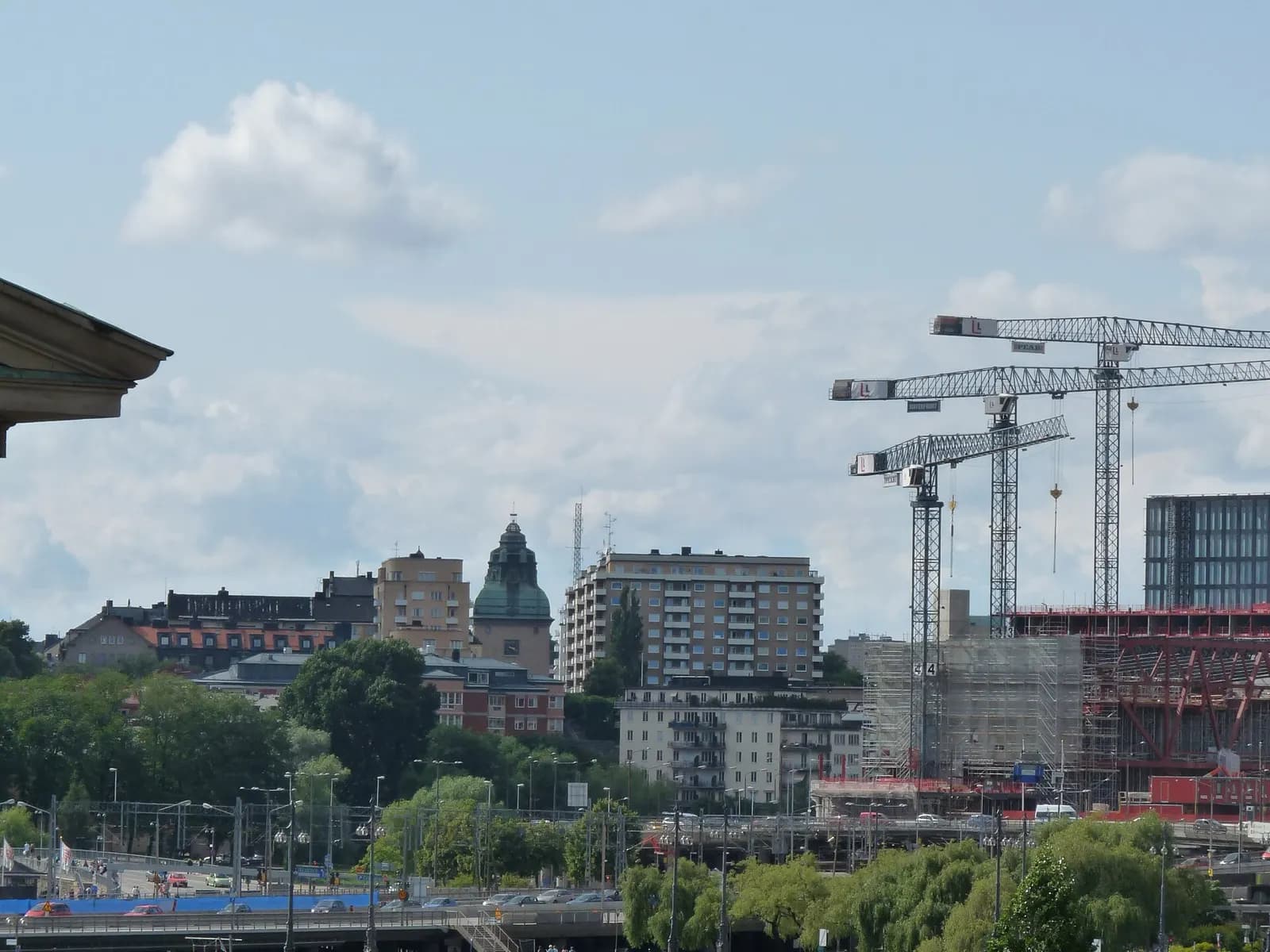 The waterfront and old town rooftops of central Stockholm, Sweden