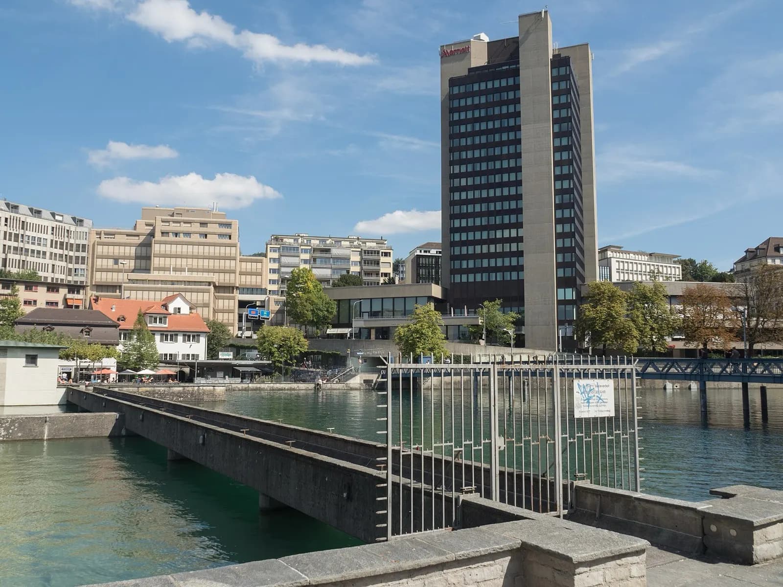 A footbridge over the Limmat river in the city of Zurich