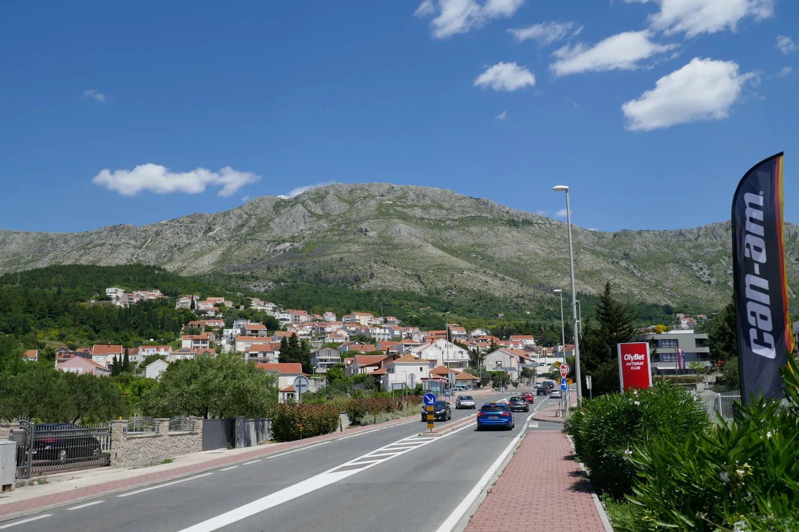 The Adriatic coast road in Croatia curving along cliffs above the sea