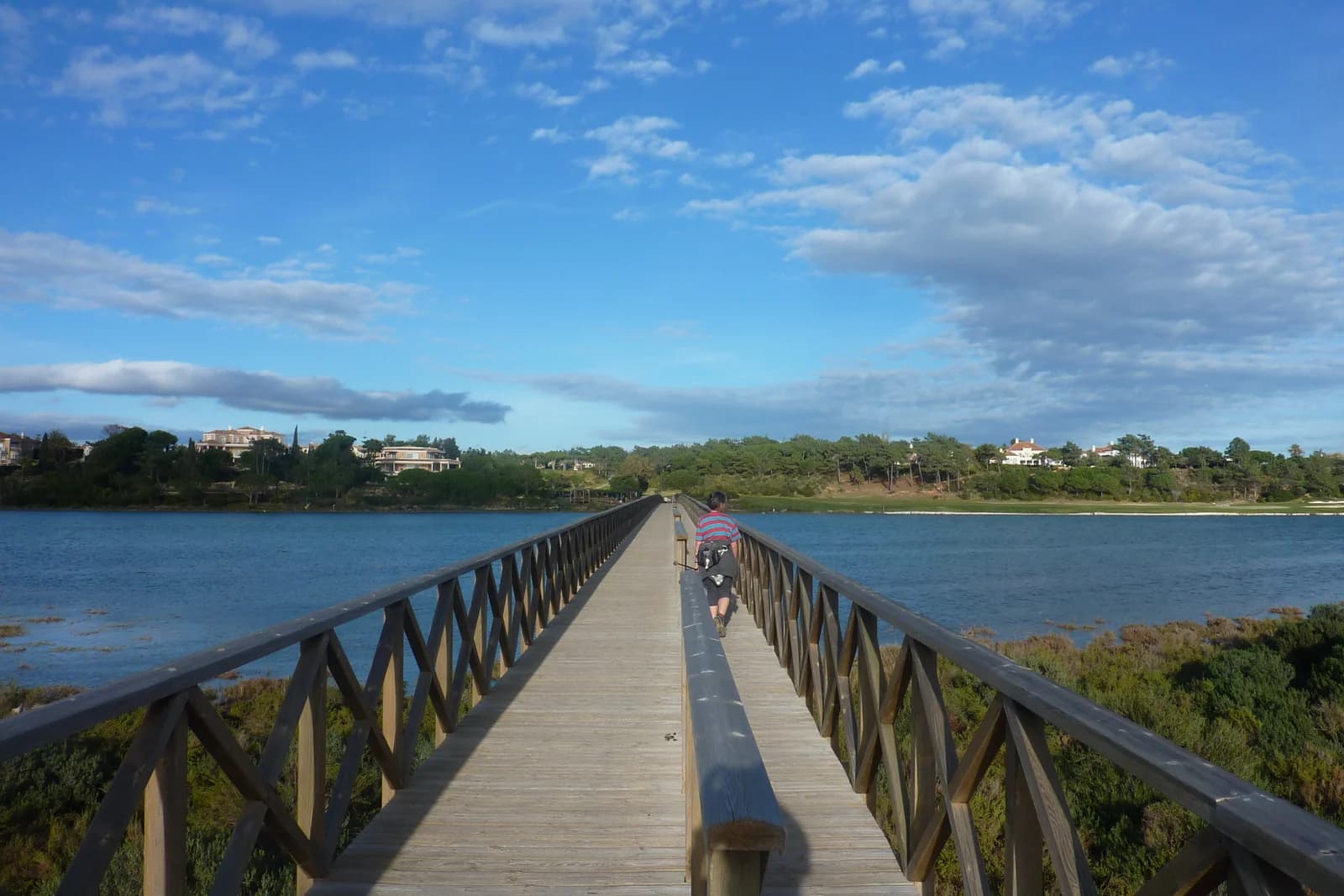 The wooden footbridge over the Ria Formosa lagoon to the beach at Quinta do Lago