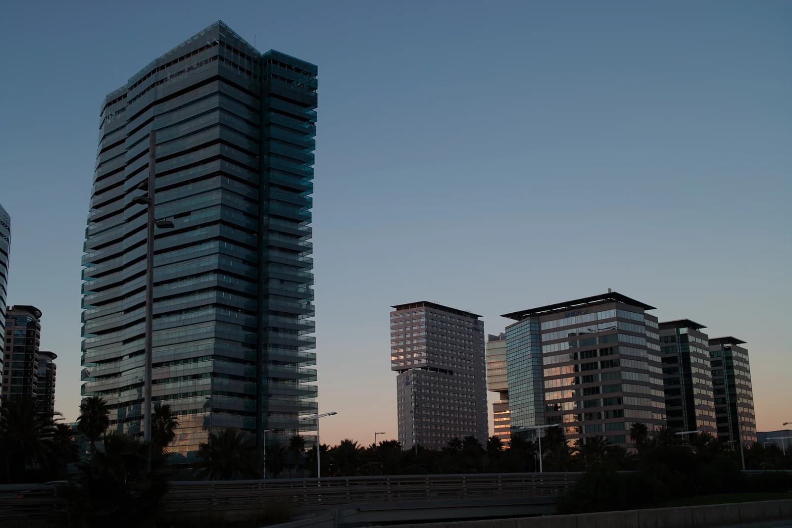 Modern apartment towers in the Diagonal Mar district of Barcelona