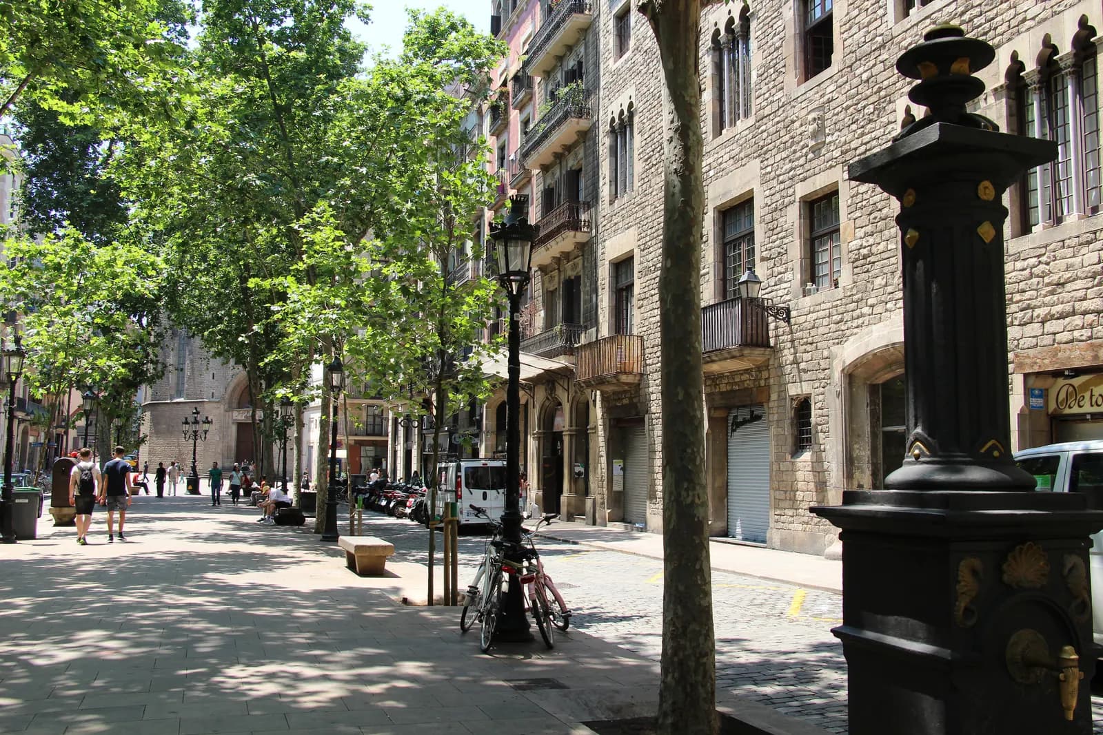 The tree-lined Passeig del Born in the El Born district of Barcelona