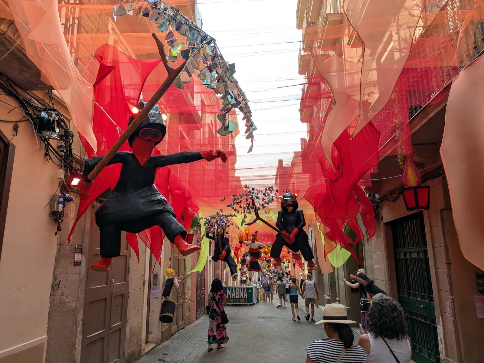 A decorated street during the Festa Major de Gracia in Barcelona