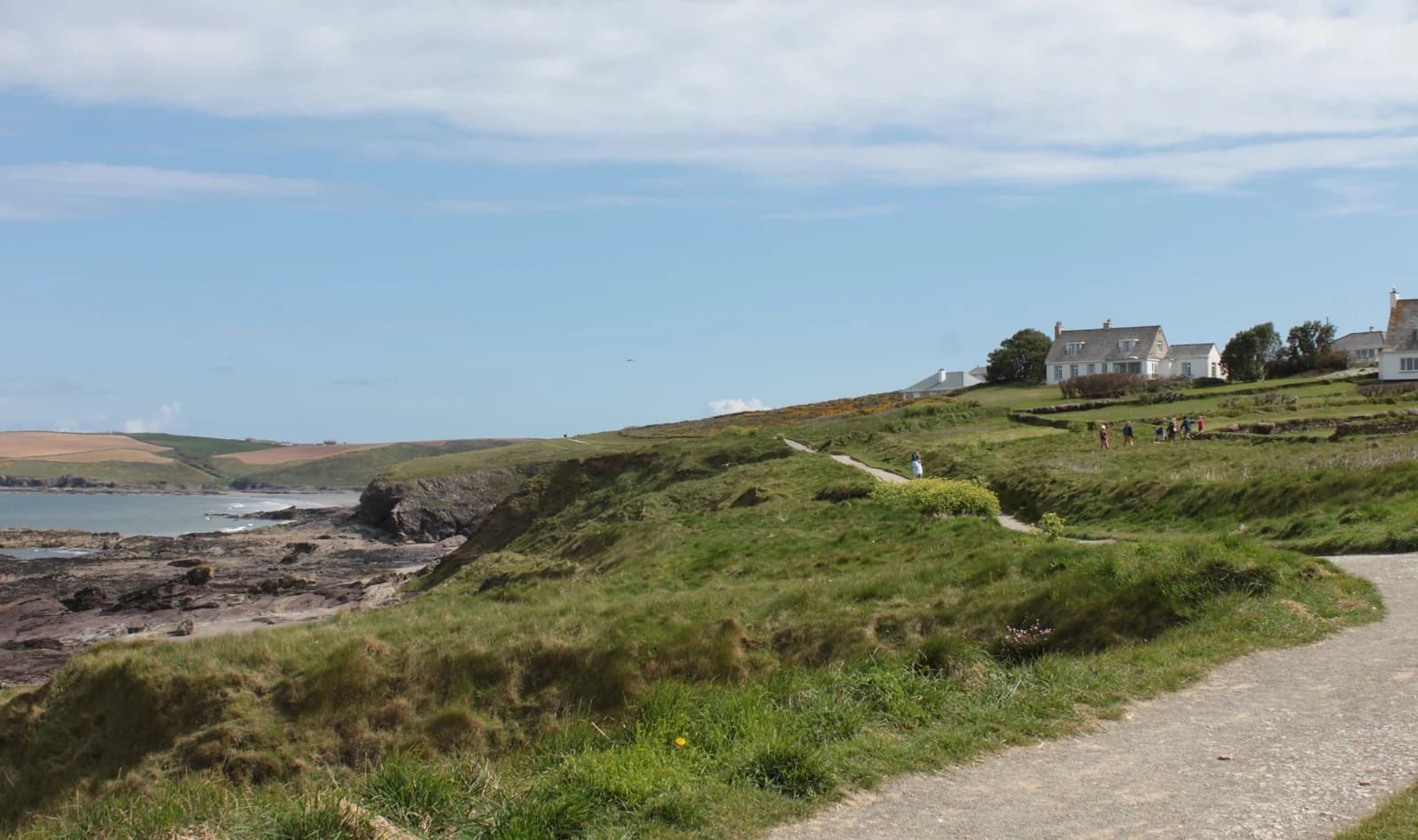 The coast path above Greenaway beach at Trebetherick on the Camel estuary