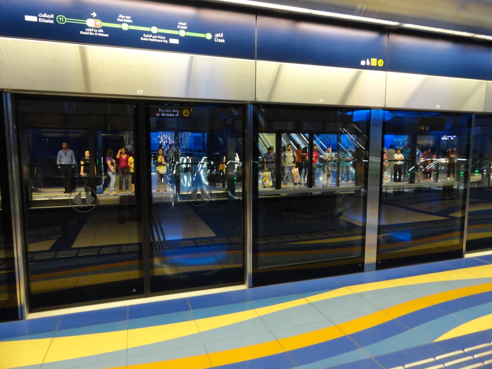 A Dubai Metro train on the elevated line that runs the length of Sheikh Zayed Road